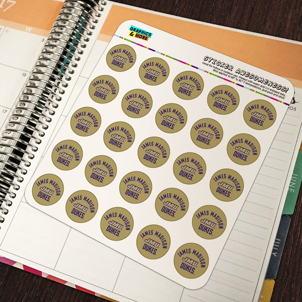 James Madison University Dukes 1 Inch Planner Stickers - Clear Scrapbooking & Crafting Decals for Bullet Journals, Calendars, DIY Projects - Perfect for School, Office & Home Organization