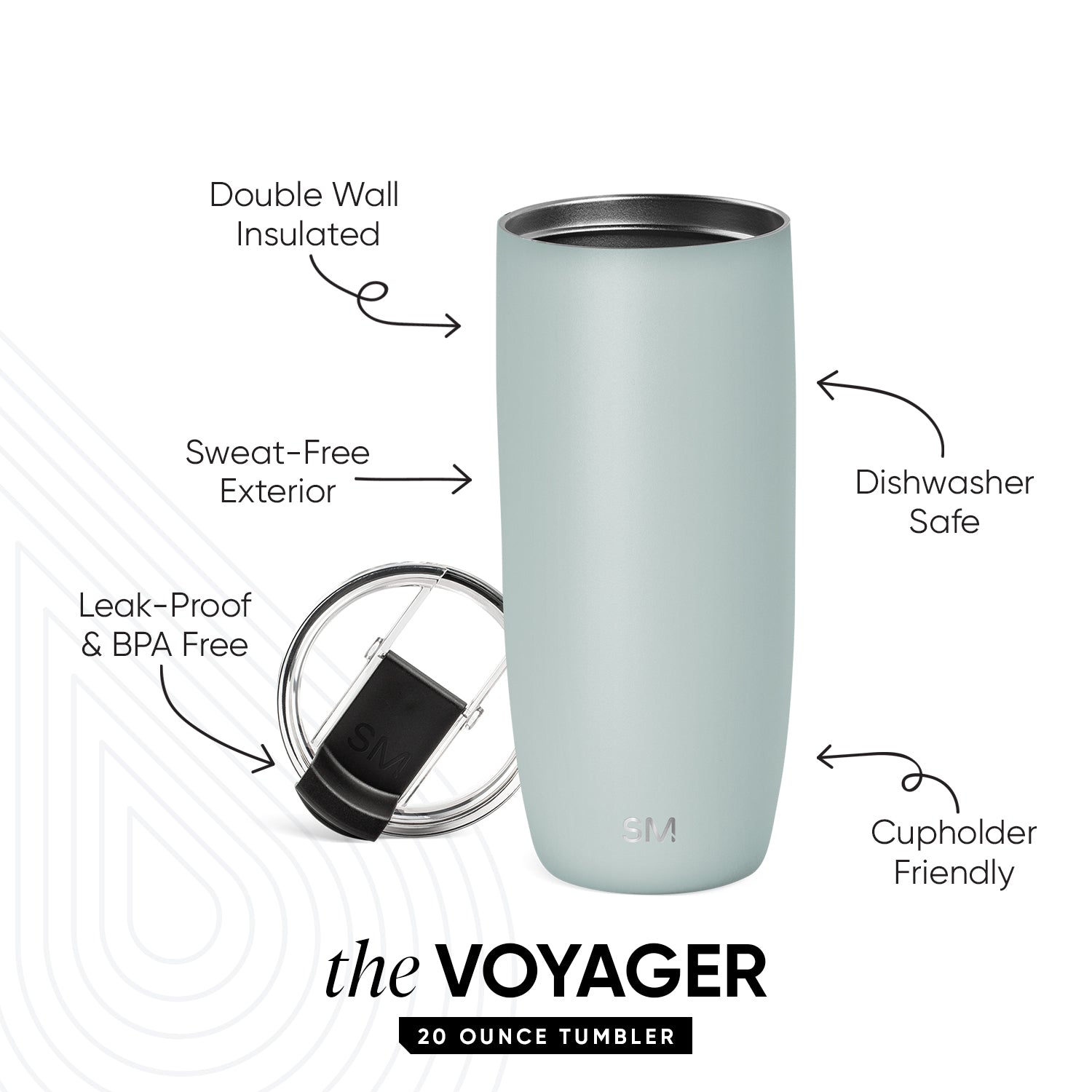 Voyager Insulated Tumbler with Clear Flip Lid & Straw - 20oz Stainless Steel Travel Mug for Hot & Cold Drinks - Perfect for Office, Gym, and Outdoor Adventures