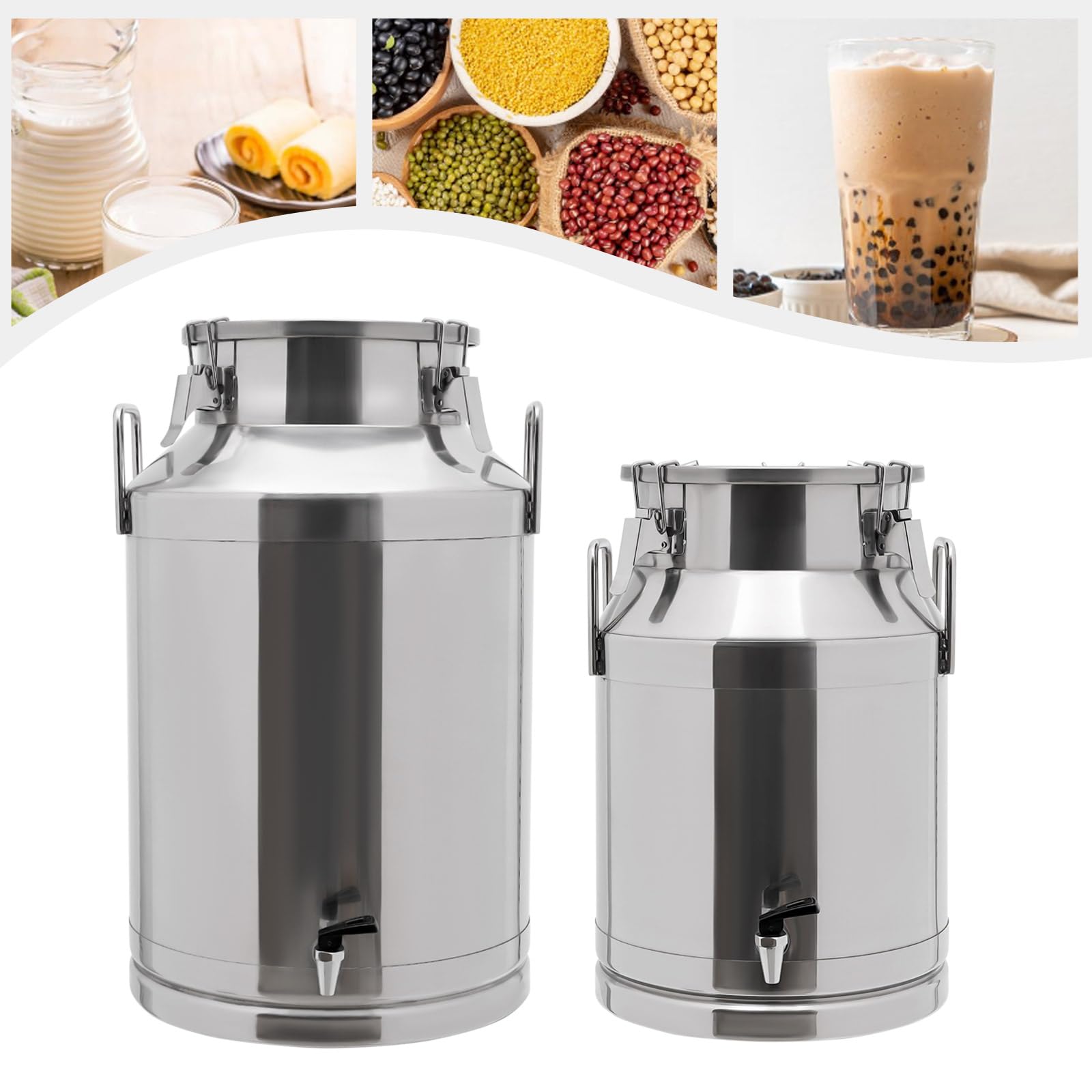 Stainless Steel 60L Milk Can Oil Pail Storage Bucket with Faucet - Wine Barrel Canister for Canteen, Breakfast Restaurant, Home, Milk Shop, Tea Shop | Durable Food-Grade Container for Liquid Storage & Dispensing