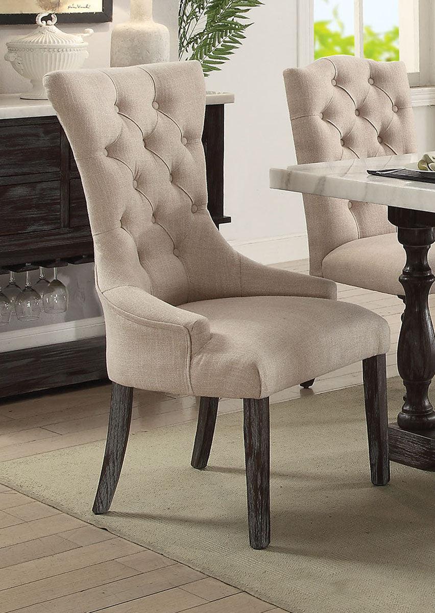 Acme Furniture Gerardo Upholstered Arm Chair Set of 2 - Beige & Espresso Living Room Accent Chairs for Home Office, Bedroom or Lounge