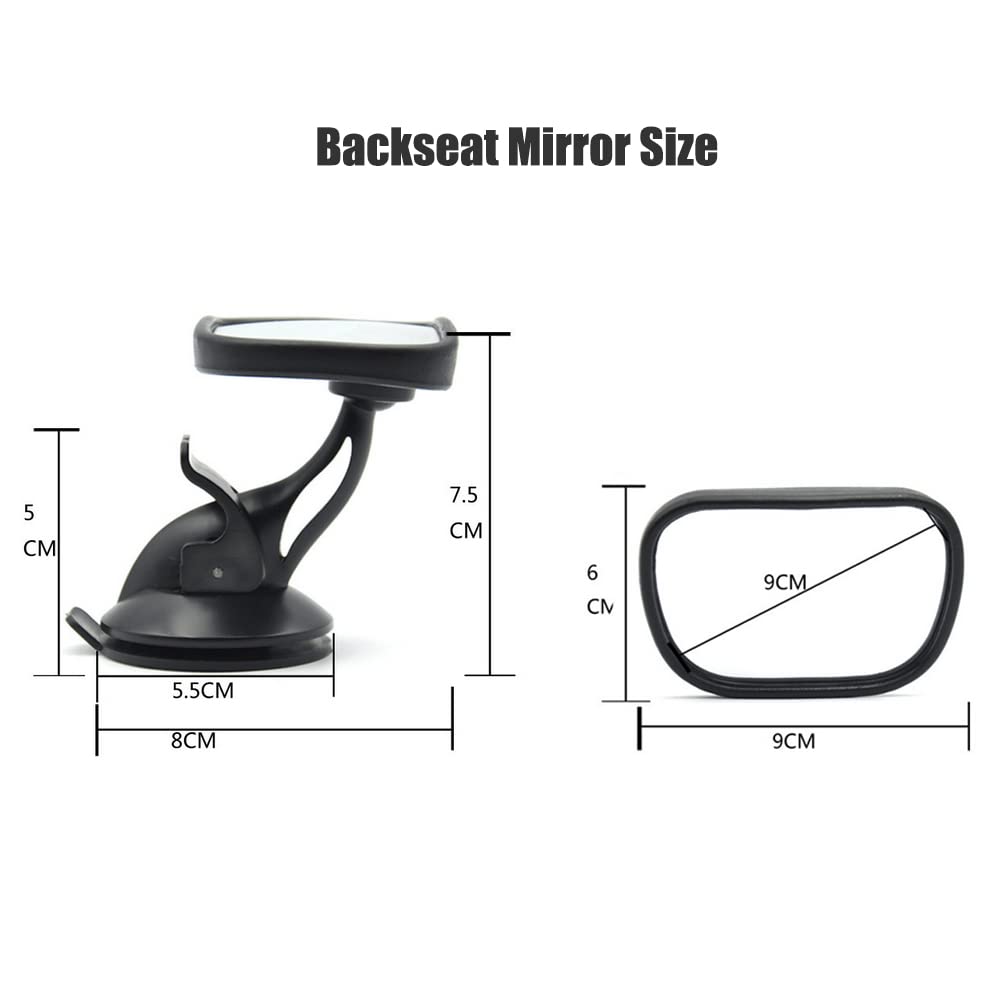 360 Degree Adjustable Shatter-Proof Baby Car Mirror - Black Acrylic Rearview Mirror for Backseat Safety with Strong Suction Cup - Perfect for Parents to Monitor Infants in Rear-Facing Car Seats During Travel