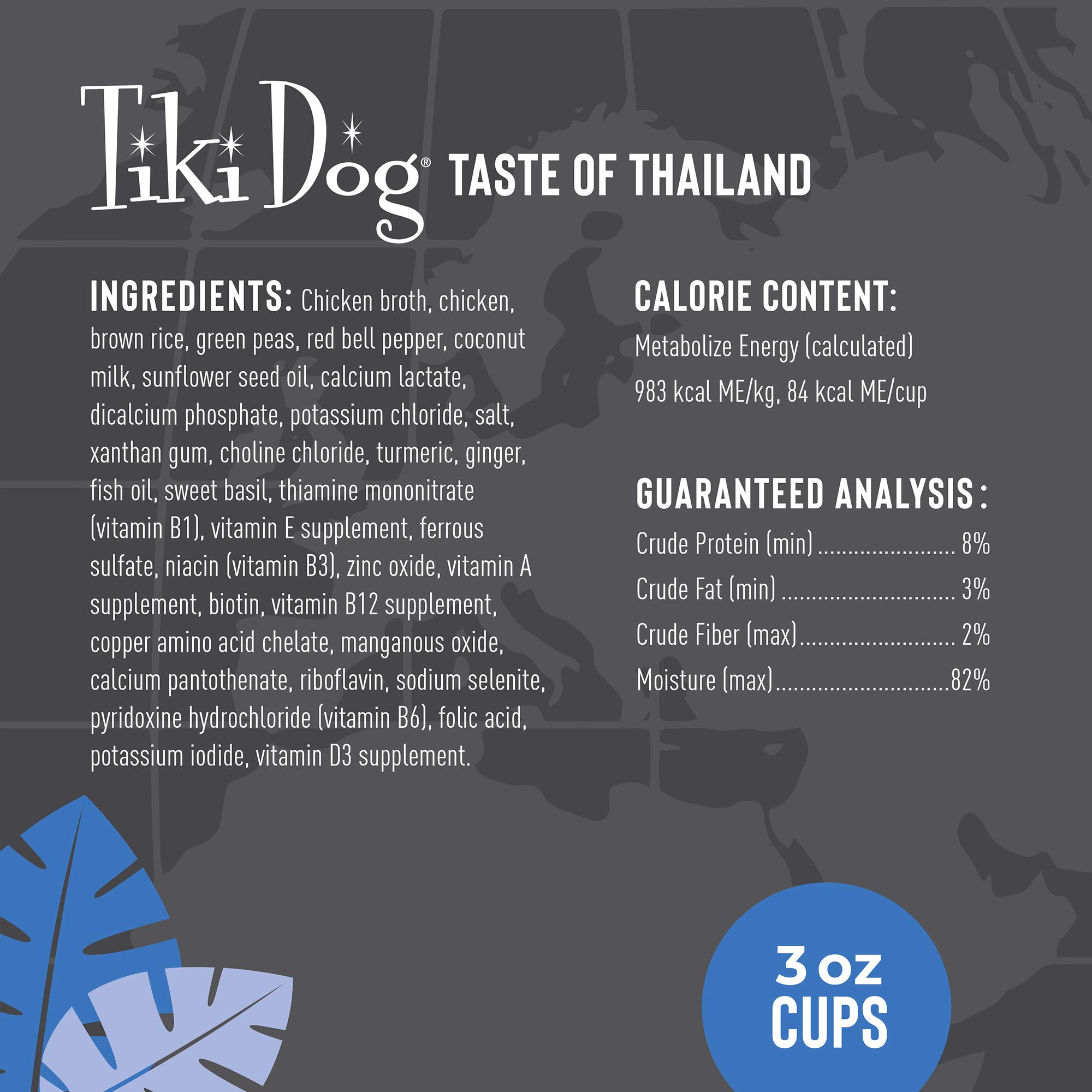 Tiki Dog Taste of The World - Premium Whole Foods Wet Dog Food - Thailand Chicken Curry Flavor - 3 oz Cup - Perfect for Small Breeds & Picky Eaters