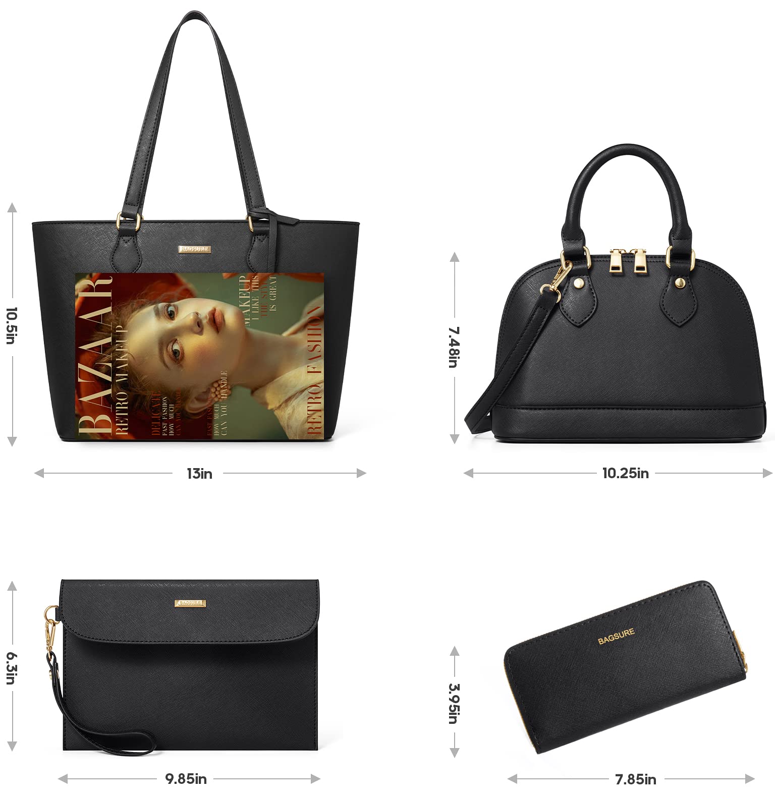 4PCS Women's Fashion Handbags Set - Tote, Shoulder, Crossbody & Wallet - Valentine's Day Gift for Women & Girls - Perfect for Work, Travel & Daily Use
