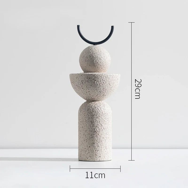 Abstract Geometric Sandstone Statue - Modern Home Decor Art Piece for Living Room, Office & Garden