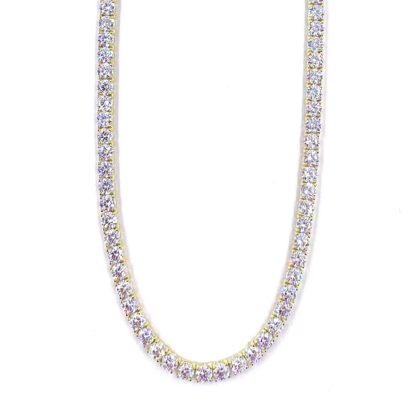 10.00CTW Ashley Gold Sterling Silver Tennis Necklace for Women - Elegant Jewelry Gift for Anniversary, Birthday & Special Occasions
