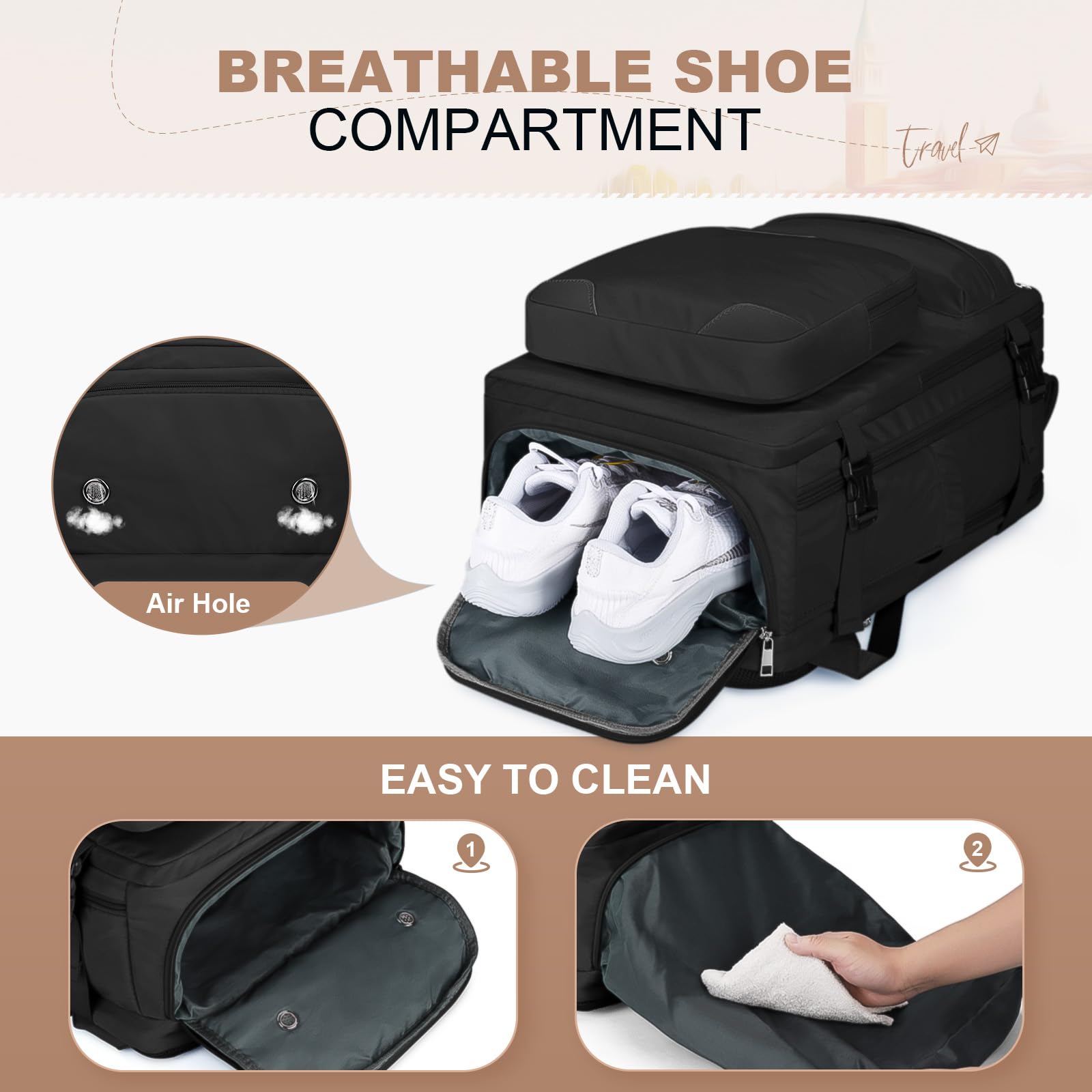 Maelstrom 25L Waterproof Travel Backpack for Women & Men - 17-Inch Laptop Compartment, Detachable Crossbody Bag & Shoe Storage - Ideal for Air Travel, Commuting & Weekend Getaways
