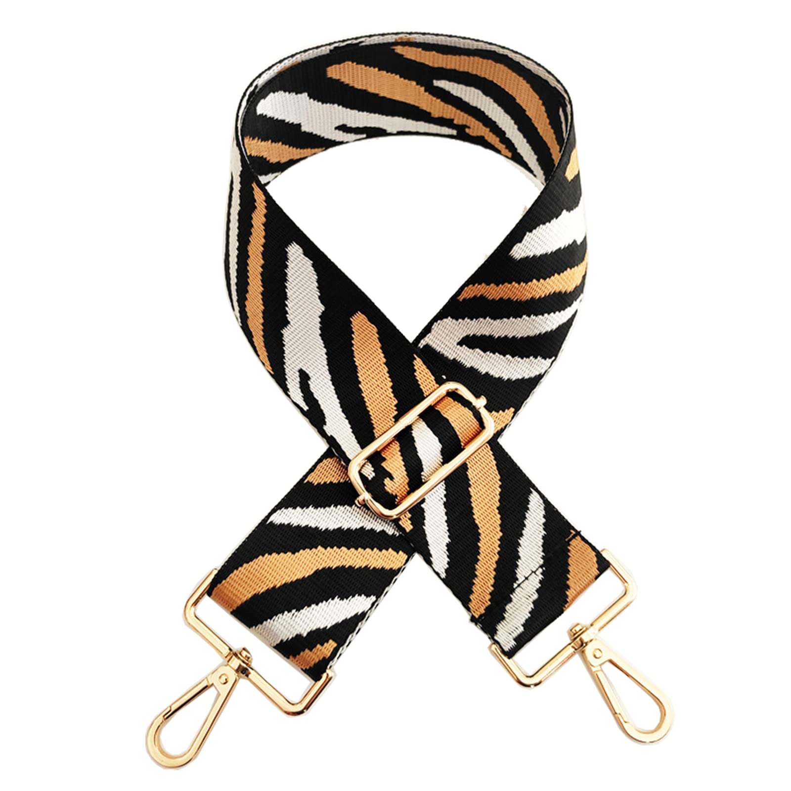 Adjustable Zebra Print Crossbody Bag Strap Replacement - White & Yellow | Fashionable Handbag Extender for Women, Perfect for Casual Outings & Travel Accessories