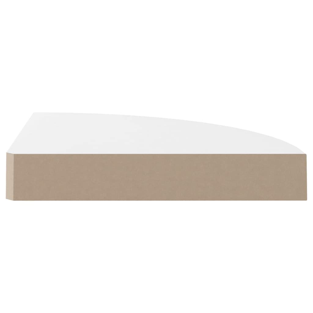 Floating Corner Shelf - White High Gloss MDF Wall Mounted Storage (9.8