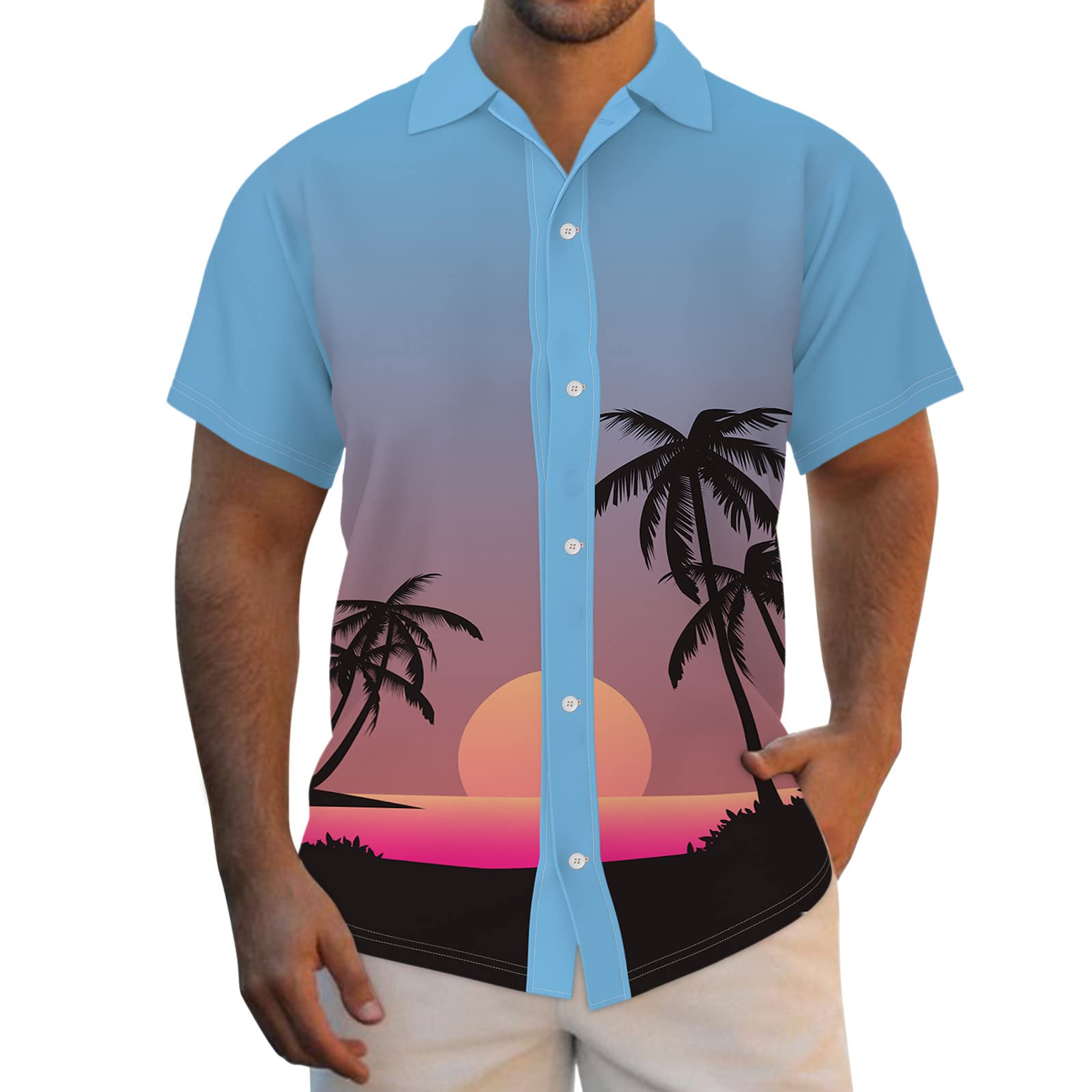 **Men's Hawaiian Shirts Short Sleeve Floral Casual Button Down Shirts for Summer Beach Vacation & Luau Party – Breathable Regular Fit Tops for Tropical Outings, BBQ, and Casual Wear**