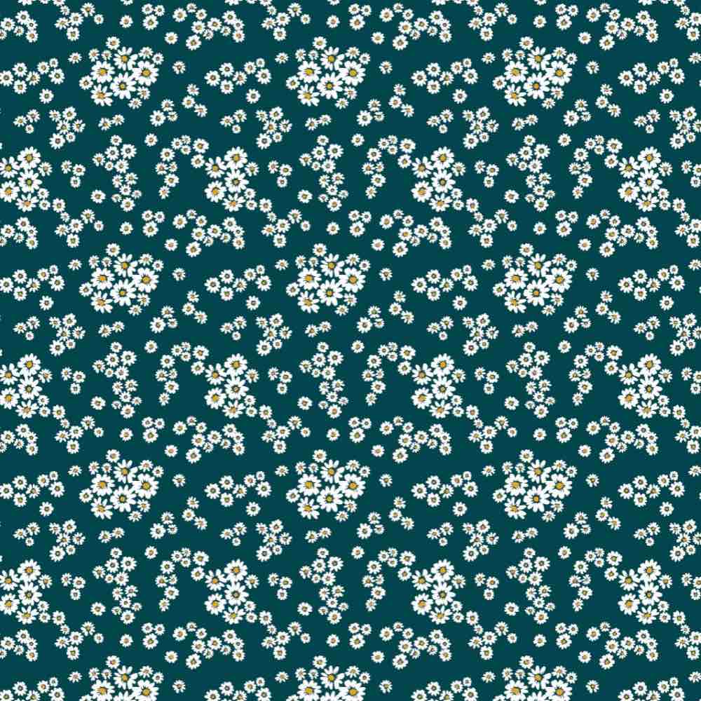 Vibrant Teal Daisy Pattern Vinyl Oilcloth - Waterproof & Durable Table Cover for Picnics, Crafts, and DIY Projects
