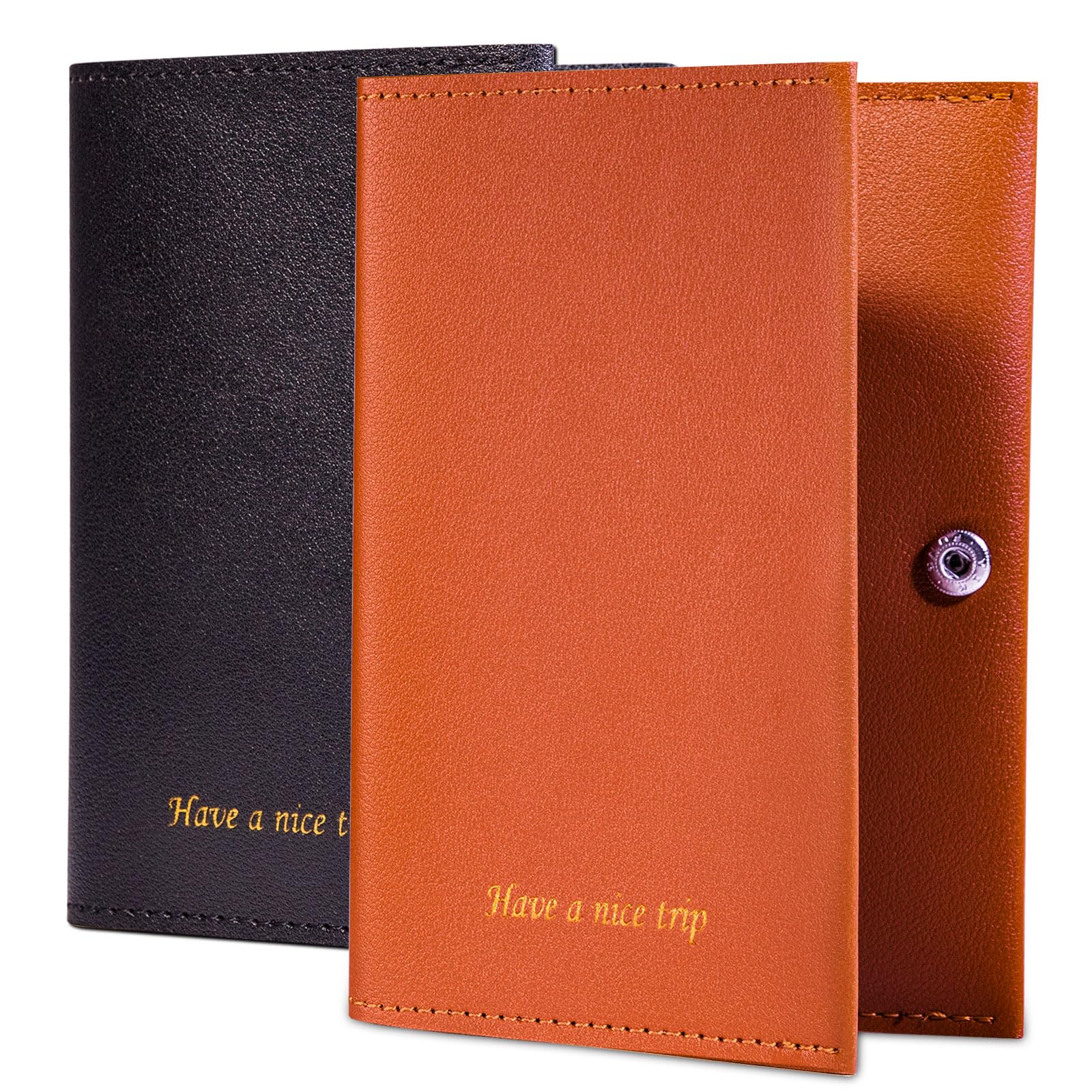 Premium RFID Blocking Passport Holder for Women & Men - Travel Wallet Cover with Multiple Card Slots - Ideal for Family Vacations & Business Trips (Brown & Black)