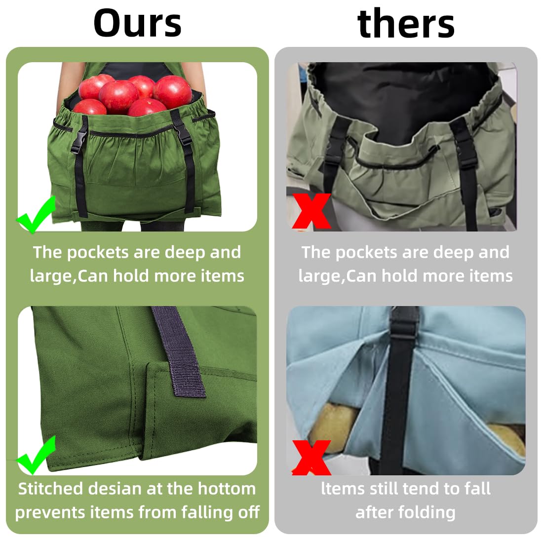 VOPHIA Heavy Duty Canvas Gardening Apron with Quick Release Pockets - Harvesting Pouch for Fruits, Vegetables & Tools - Durable Garden Picking Bag for Women & Men - Perfect for Harvesting, Planting & Outdoor Farm Work