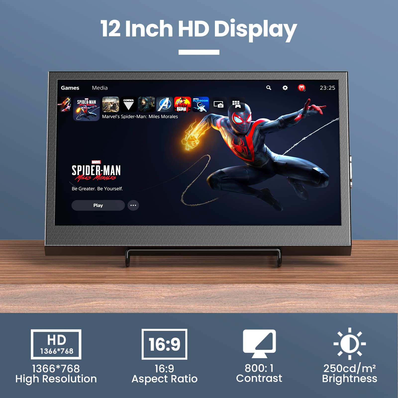 Eyoyo 12 Inch IPS Mini Monitor - Portable HDMI/VGA Secondary Screen for Laptop, PC, CCTV Security with 1366x768 Resolution & Built-in Speakers | Perfect for Travel, Office & Home Surveillance