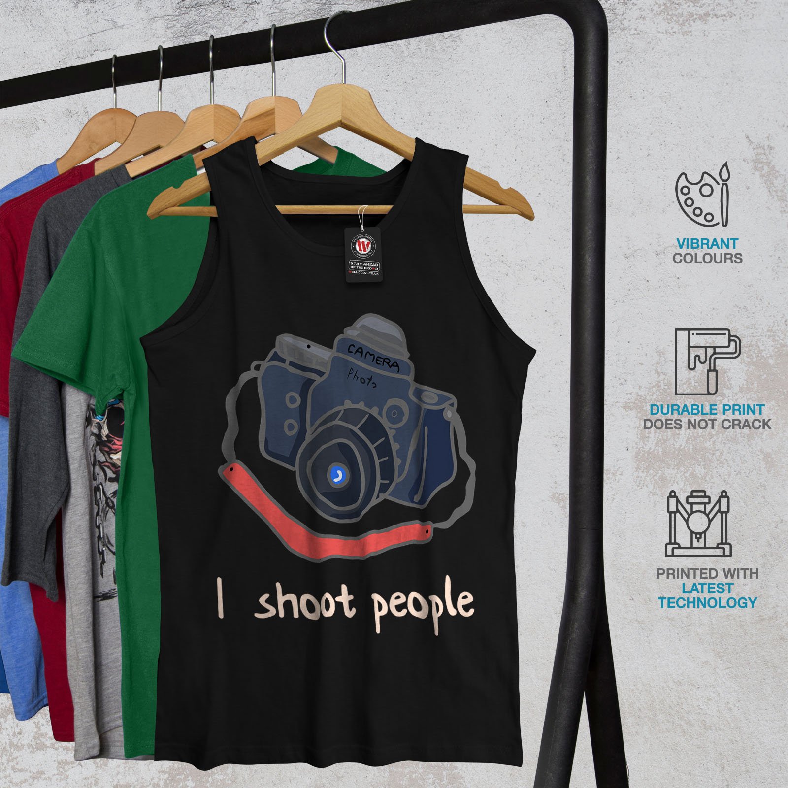 Wellcoda Photography Men's Tank Top - I Shoot People Athlete Shirt - Comfortable Workout & Gym Shirt for Photographers & Fitness Enthusiasts