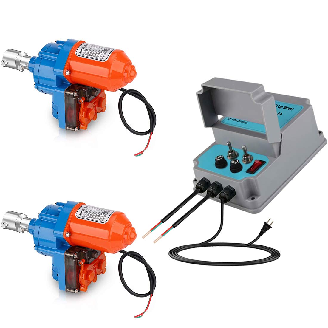 UYGALAXY 2 Pack Greenhouse Film Roll Up Motors with Limit Switch + Transformer Controller Joint Box (AC110V to DC24V) - Automatic Greenhouse Ventilation System for Efficient Temperature Control - Perfect for Commercial Greenhouses, Hydroponic Farms & Garden Venting Solutions