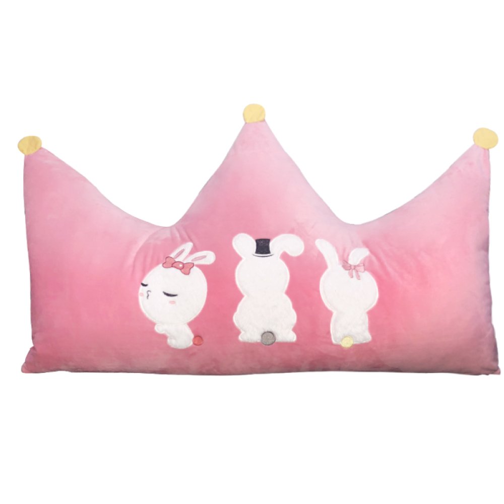 Princess Bed Pillow for Kids - Soft Pink Cloud-Shaped Backrest Cushion with Crown Design, 1.2m Headboard Support for Bedroom Decor | Perfect for Reading, Relaxing & Princess-Themed Bedrooms