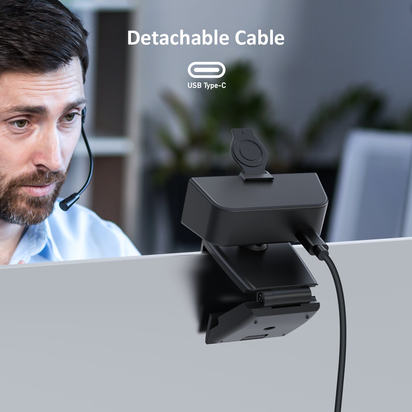 NexiGo 1080P HD Webcam with USB 2.0 to Type C Cable - Plug and Play USB Computer Camera for Video Conferencing, Online Classes, Streaming & Zoom Meetings