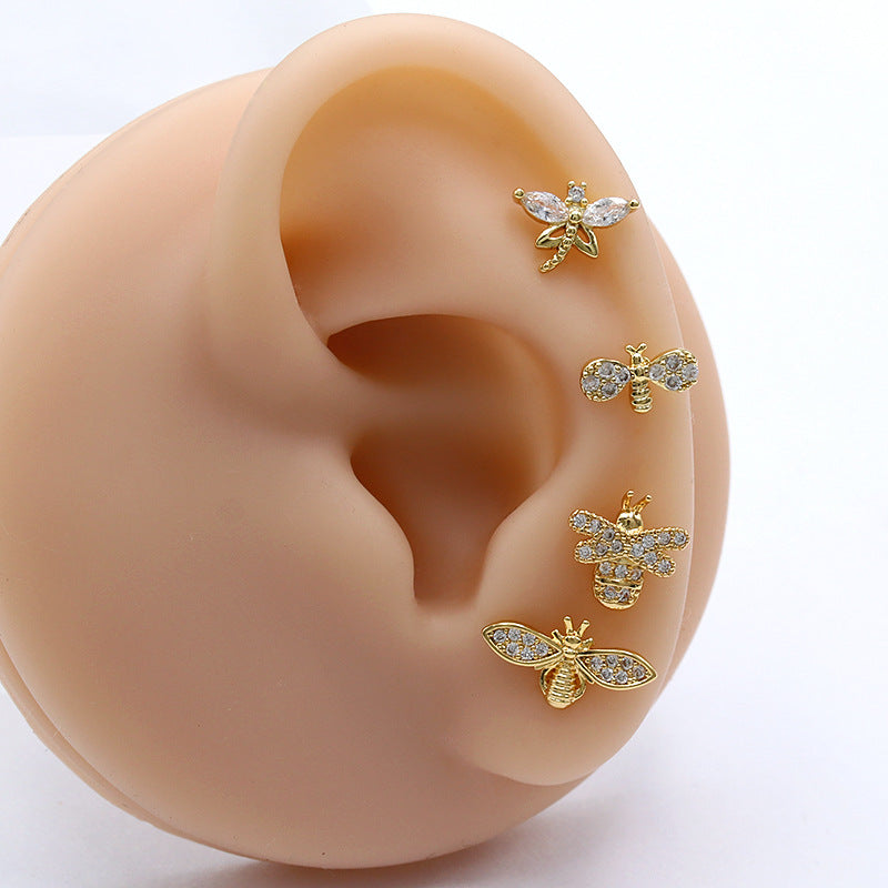 20G Cartilage Bumble Bee Conch Earrings - Handmade Boho Dangle Earrings for Women | Perfect for Beach Parties, Summer Festivals & Boho Fashion (HSPJ1946)