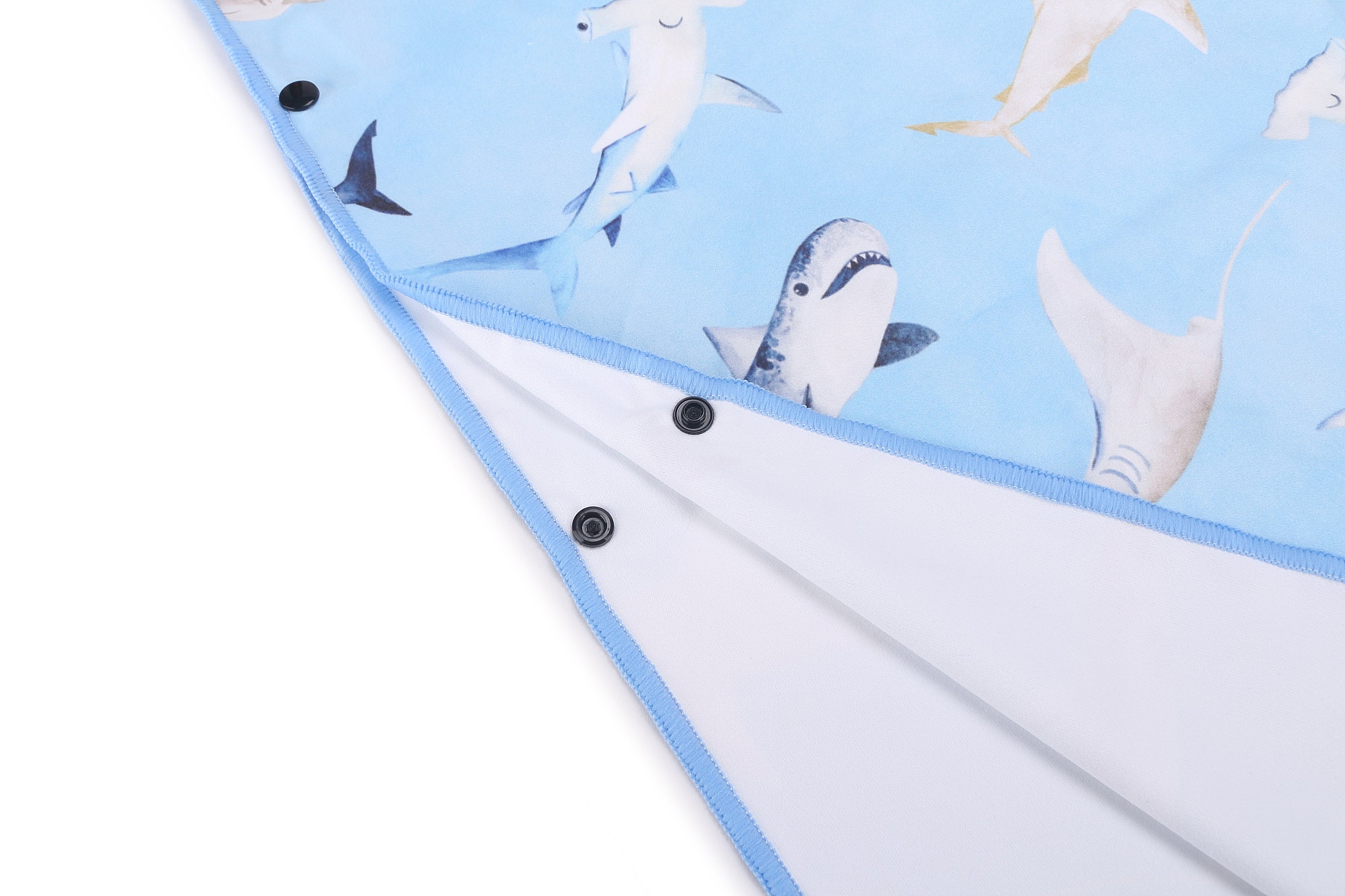 Happy Sharks Blue Hooded Beach Towel Poncho for Kids - Soft & Absorbent Swim Cover Up for Boys & Girls - Perfect for Pool, Beach, and Water Park Adventures