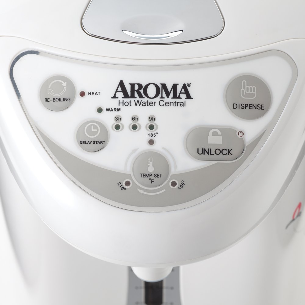 Aroma Housewares 4-Quart White Hot Water Central Air Pot & Water Heater for Home, Office, and Tea Brewing
