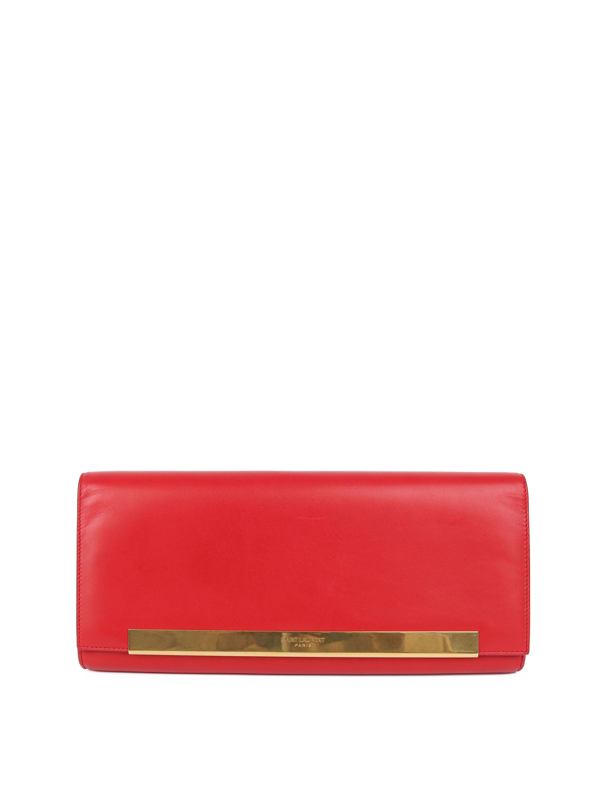 Saint Laurent Red Leather Clutch Bag for Women - Elegant Evening Purse for Parties, Weddings & Special Occasions