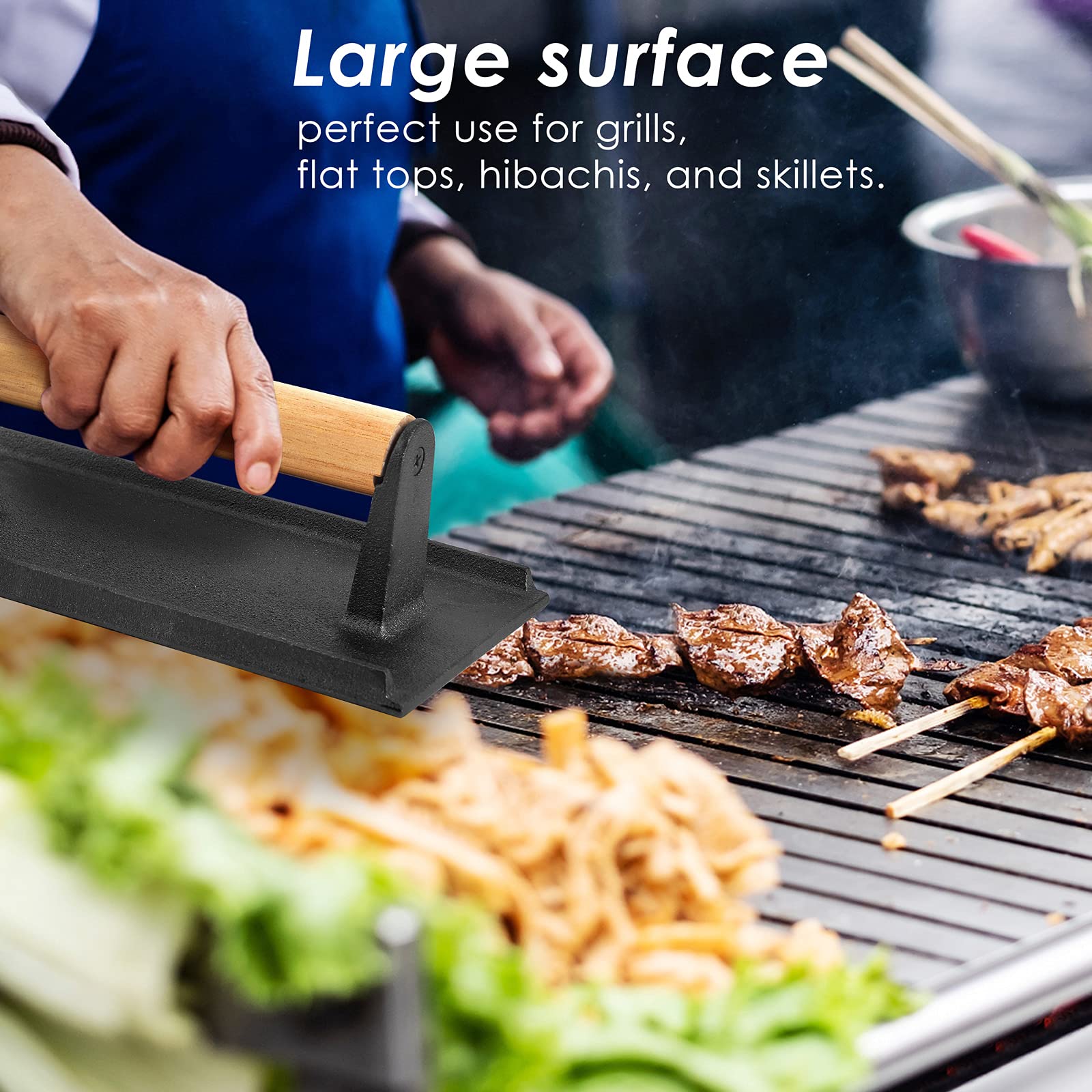 Premium Cast Iron Bacon Press & Hamburger Patty Maker - 8