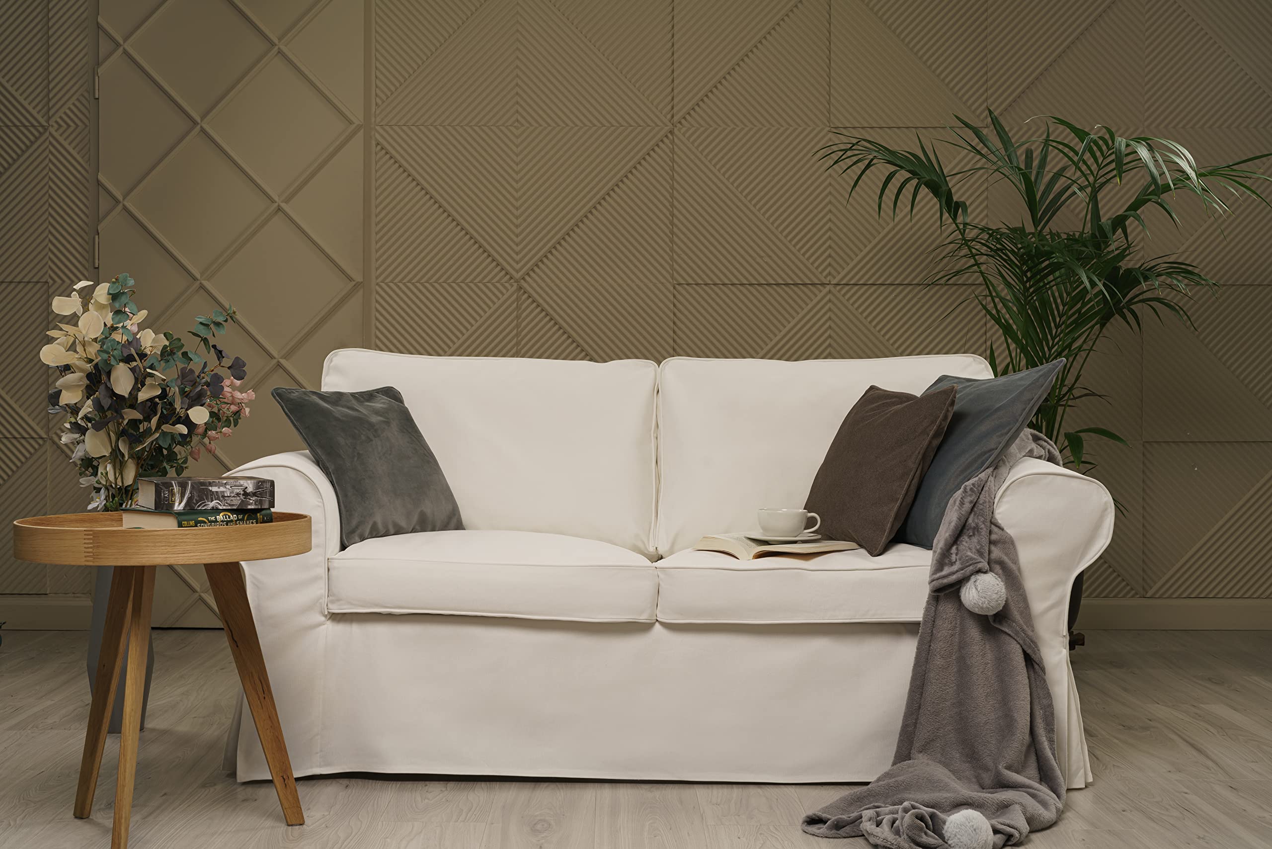 MASTERS OF COVERS Pre-Shrunk Cotton Ektorp Loveseat Sofa Slipcover for IKEA Two-Seater - Perfect Fit for Ektorp Series (White) | NOT Compatible with Uppland Sofa | Living Room Furniture Protection & Style Upgrade