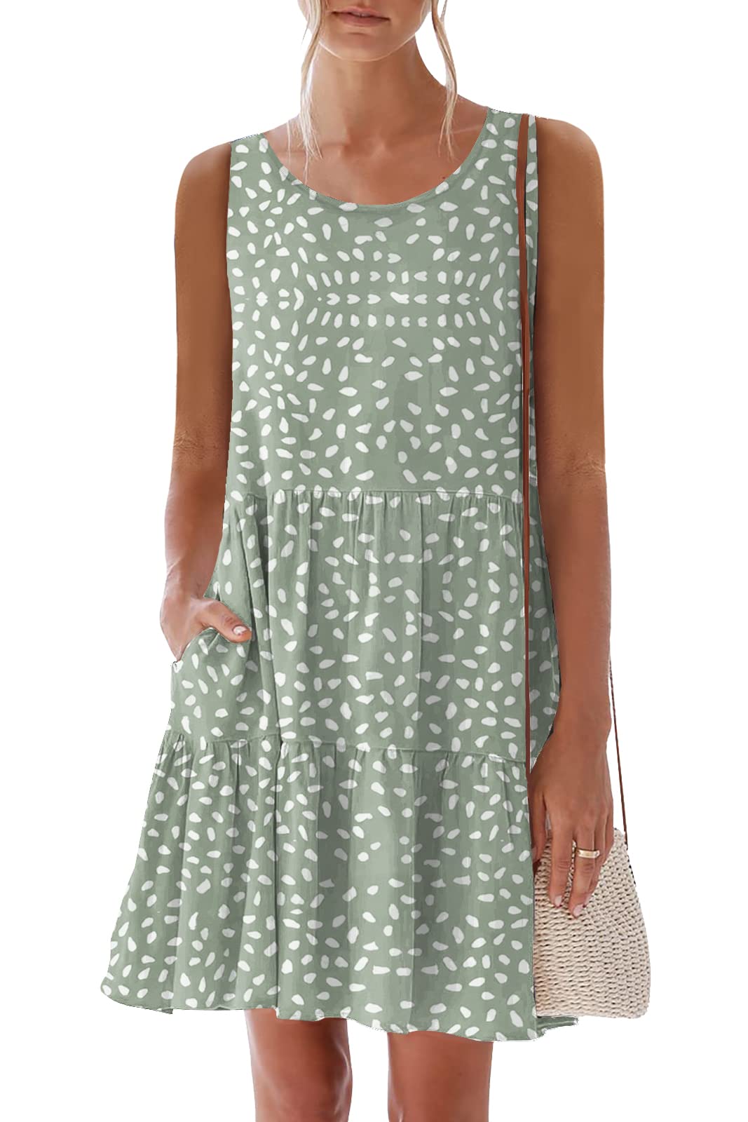 Nclook Women's 2025 Summer Casual Dress - Sweet Cute Crewneck Sleeveless Pocket Dress | Perfect for Beach Vacation, Date Night & Outdoor Parties