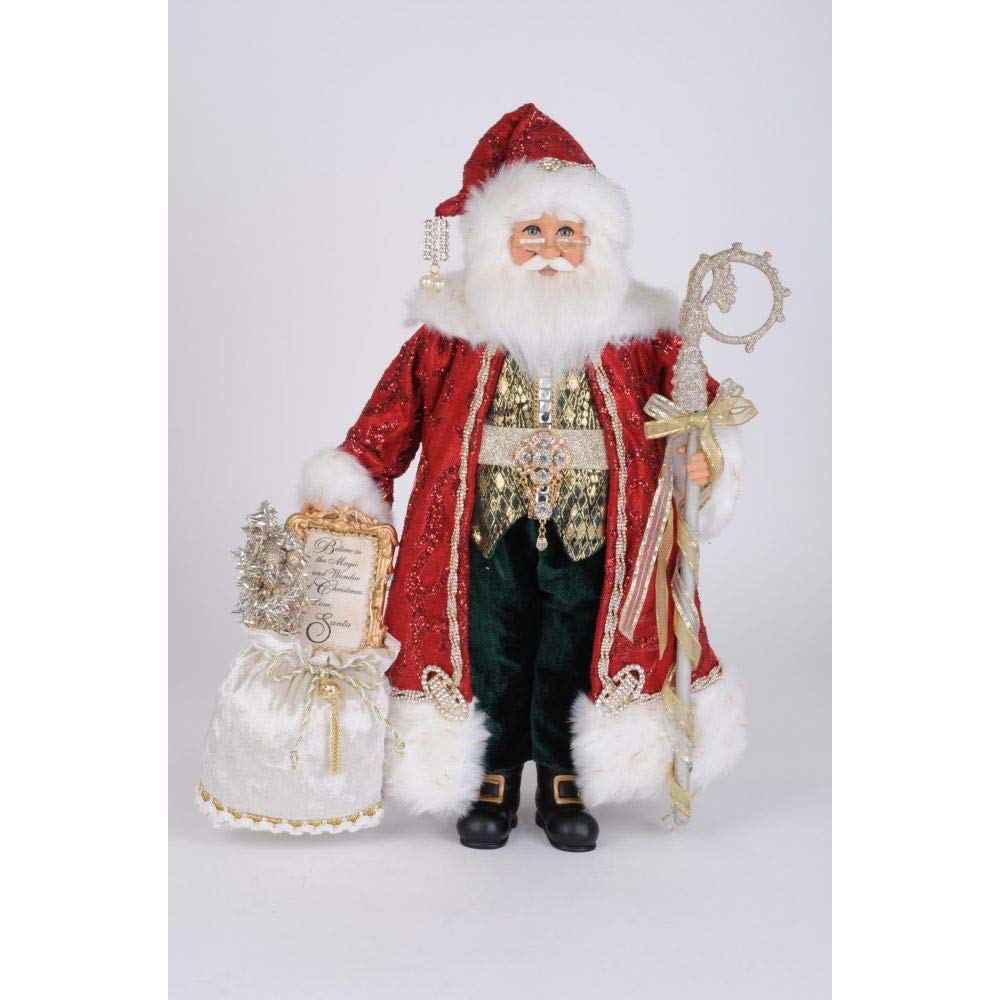 Karen Didion Originals 19-Inch Lighted Jewel Traditional Elegance Santa Figurine - Handmade Christmas Holiday Home Decor, Collectible Gift for Xmas Tree, Mantel & Holiday Table Centerpiece