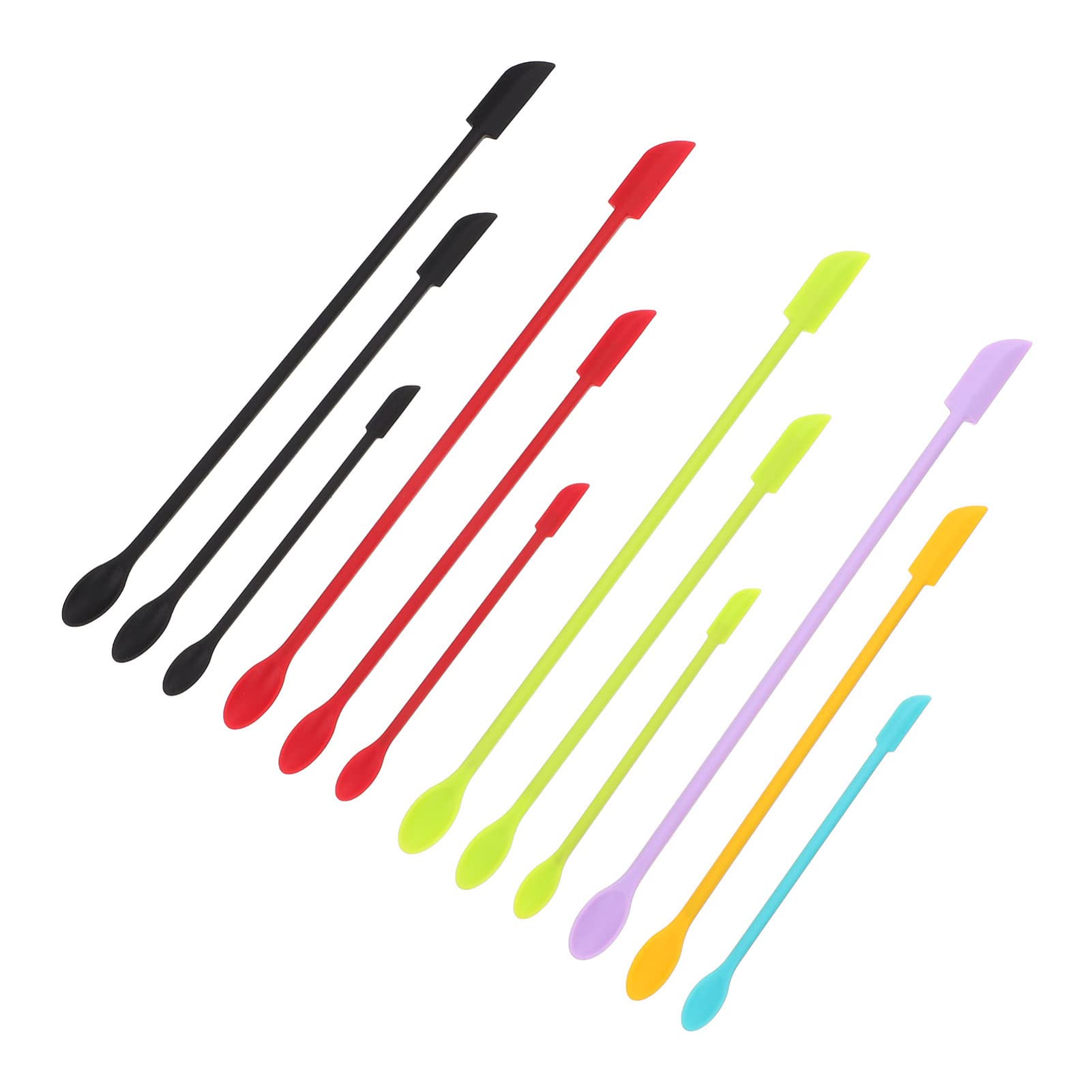 12pcs Silicone Cosmetic Bottle Scraper Set - Long Handle Cream Spatula for Jars, Bottoms & Rims - Perfect for Cosmetics, Jams, Desserts & DIY Beauty Products - Essential Makeup & Kitchen Tool for Easy Scooping & Cleaning