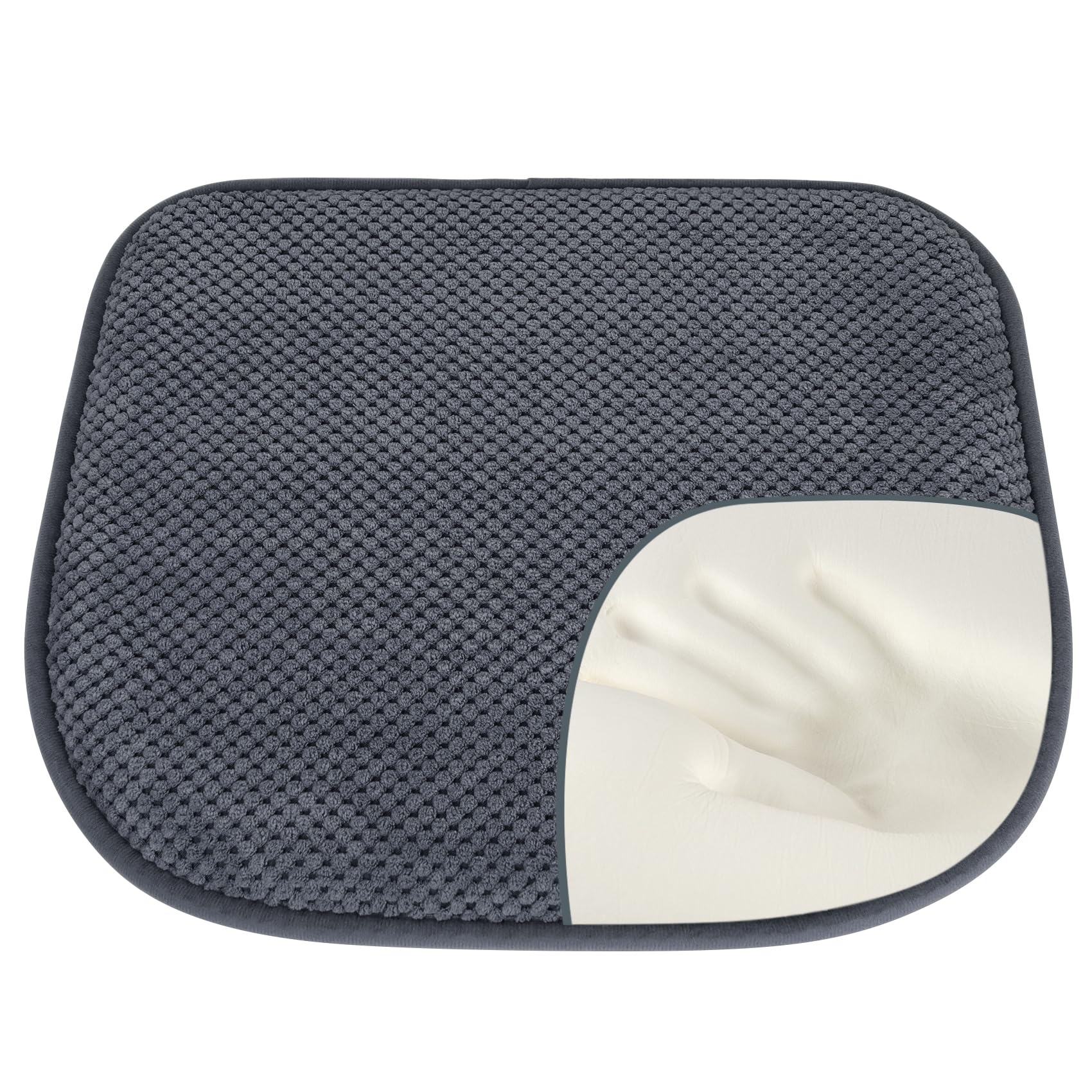 Dark Grey Memory Foam Chair Cushion - 1 Pack D-Shaped Non-Slip Seat Pad for Office & Dining Chairs (17