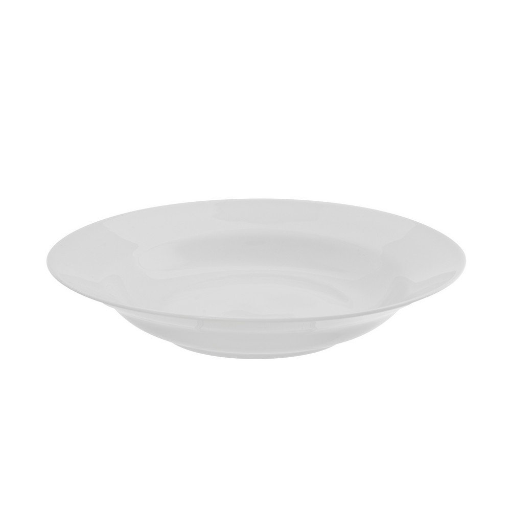 10 Strawberry Street Royal White 9.25-Inch 8-Ounce Rim Soup Bowls, Set of 6 - Elegant White Ceramic Bowls for Soup, Salad, Pasta & Dessert Serving
