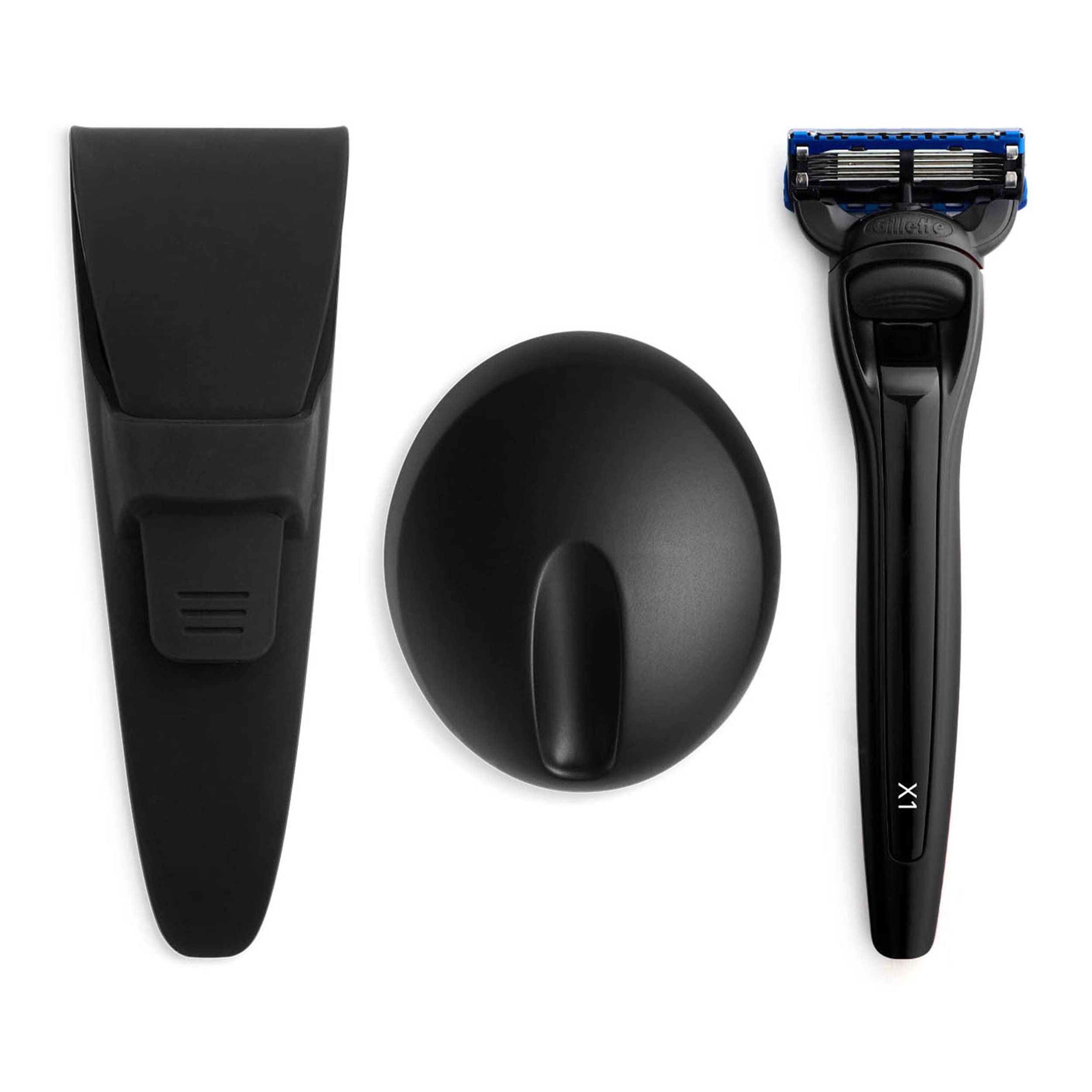 Bolin Webb X1 Razor Handle with Stand & Waterproof Travel Case - Nero Black | Fitted with Gillette Fusion5 Blades | Premium British-Made Men's Shaving Kit | Perfect for Travel, Gifts & Daily Grooming Routine