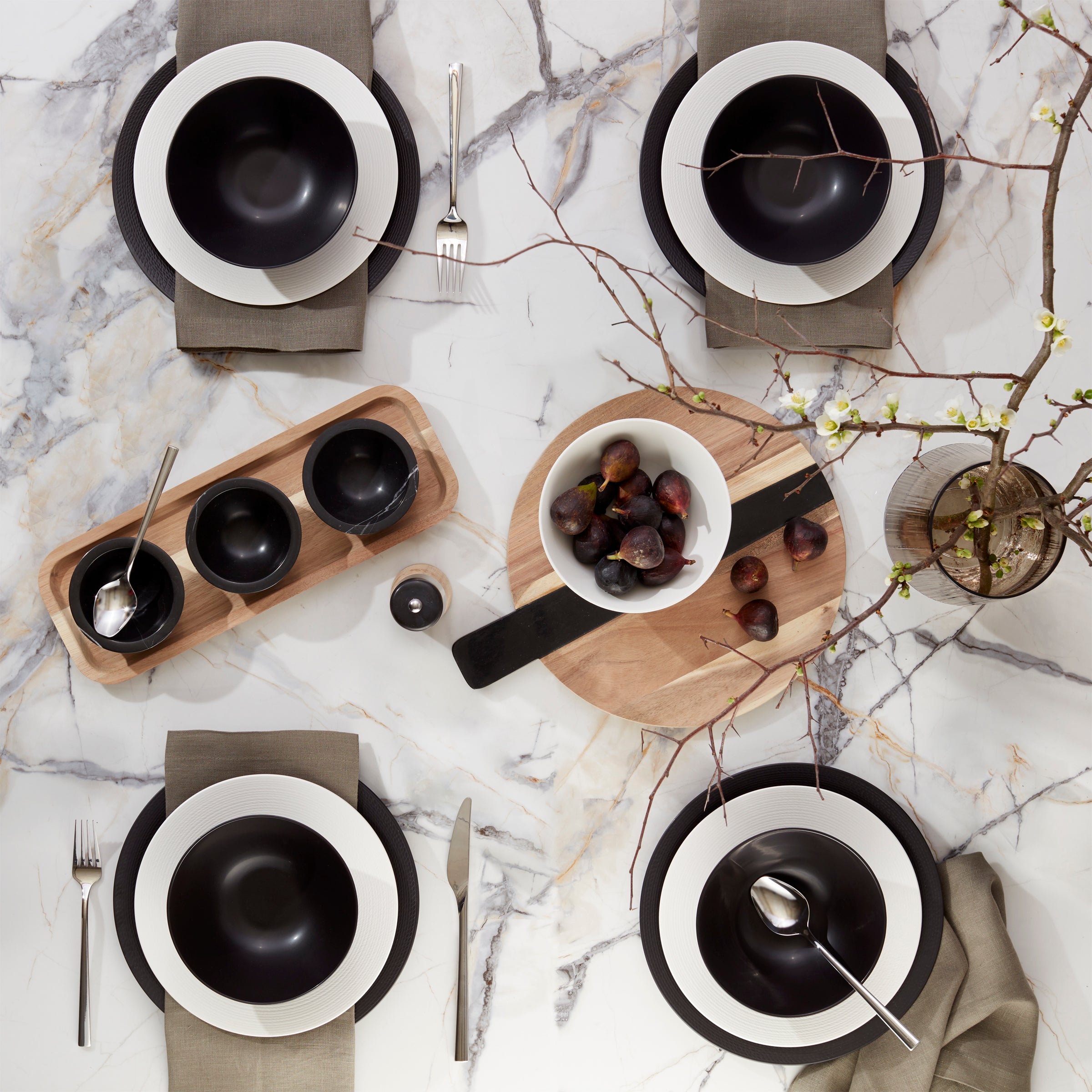 LX Collective White 12-Piece Dinnerware Set - Porcelain Plates, Bowls & Mugs for Everyday Dining, Entertaining & Family Meals