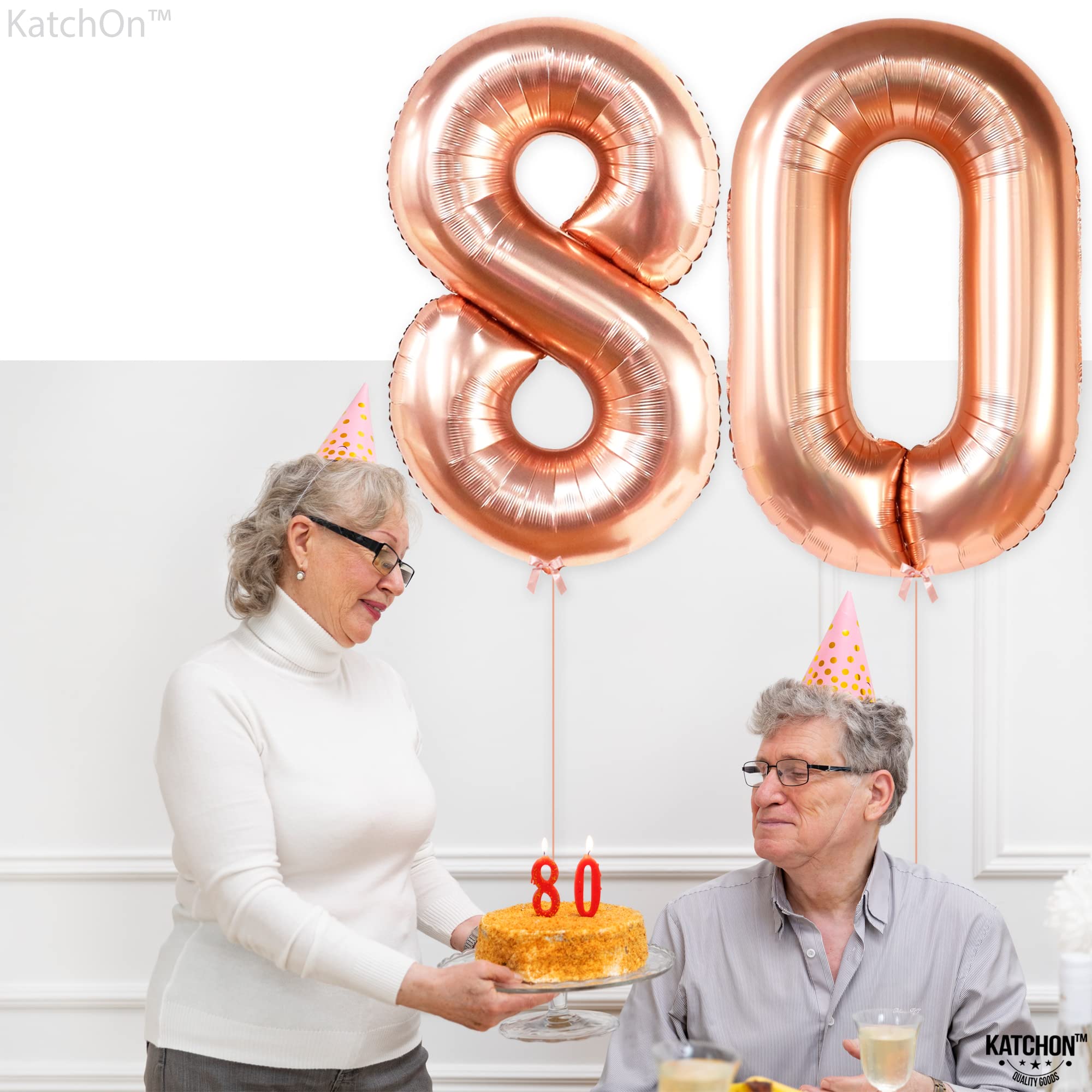 KatchOn 40 Inch Rose Gold 80 Balloon Numbers - Giant 80th Birthday Balloons for Women | Elegant Rose Gold Party Decorations | Perfect for 80th Birthday Celebrations, Anniversaries & Milestone Events
