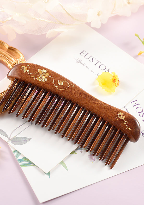 Premium Wooden Comb with Double Teeth - Natural Hair Detangler & Scalp Massager for Men & Women - Perfect for Daily Hair Care, Styling, and Relaxation at Home or Travel