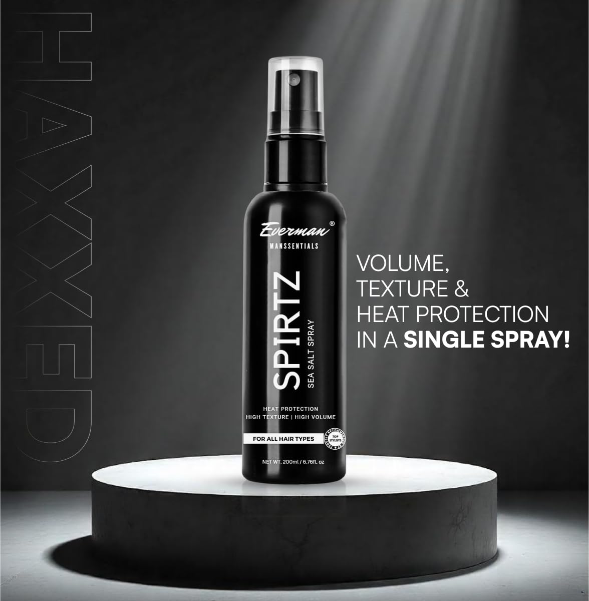 Everman Spirtz Sea Salt Spray for Men - Natural Volumizing & Heat Protectant Hair Styling Spray | Alcohol-Free Texturizer with Strong Hold | 200ml for Thick, Wavy & Curly Hair | Beach Waves & Everyday Styling for Men