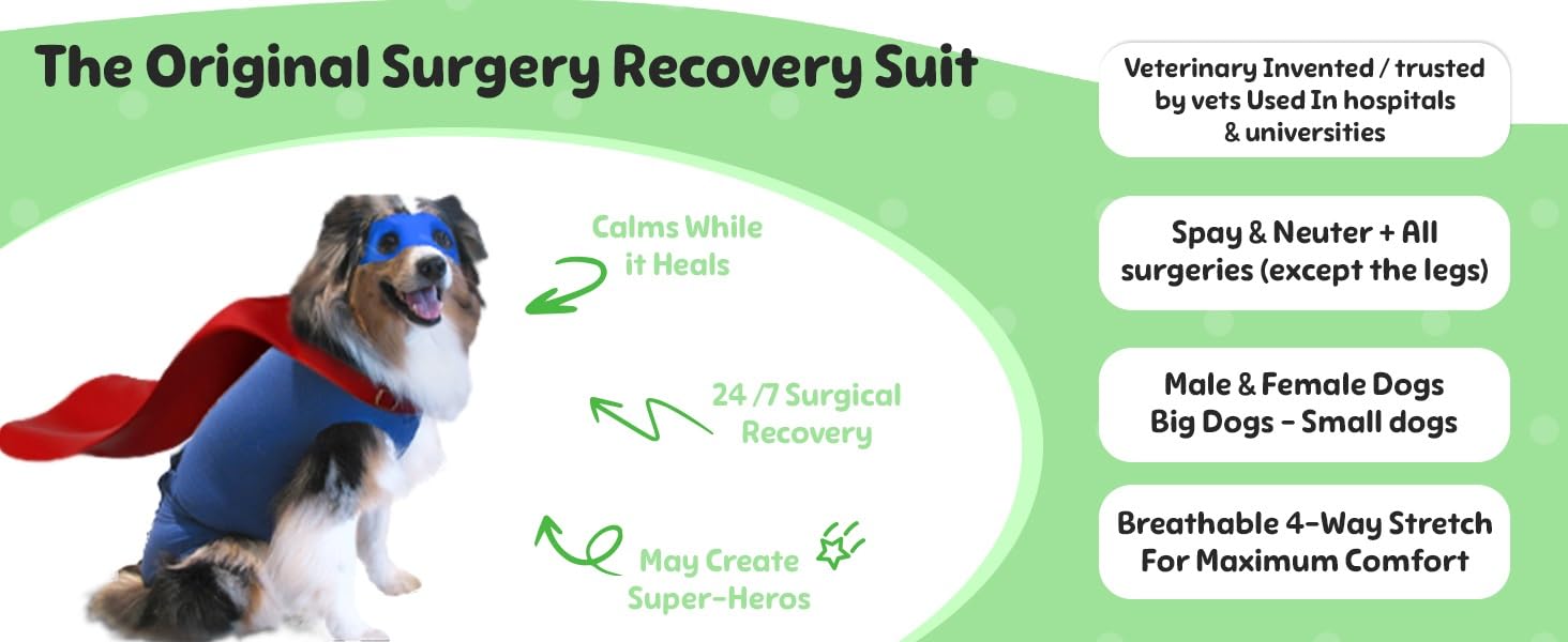 SurgiSnuggly Original Dog Surgical Recovery Suit for Spay/Neuter - Adjustable Bodysuit for Small, Medium, Large & XL Dogs (Male & Female) | Post-Surgery Protection & Comfort for Pets