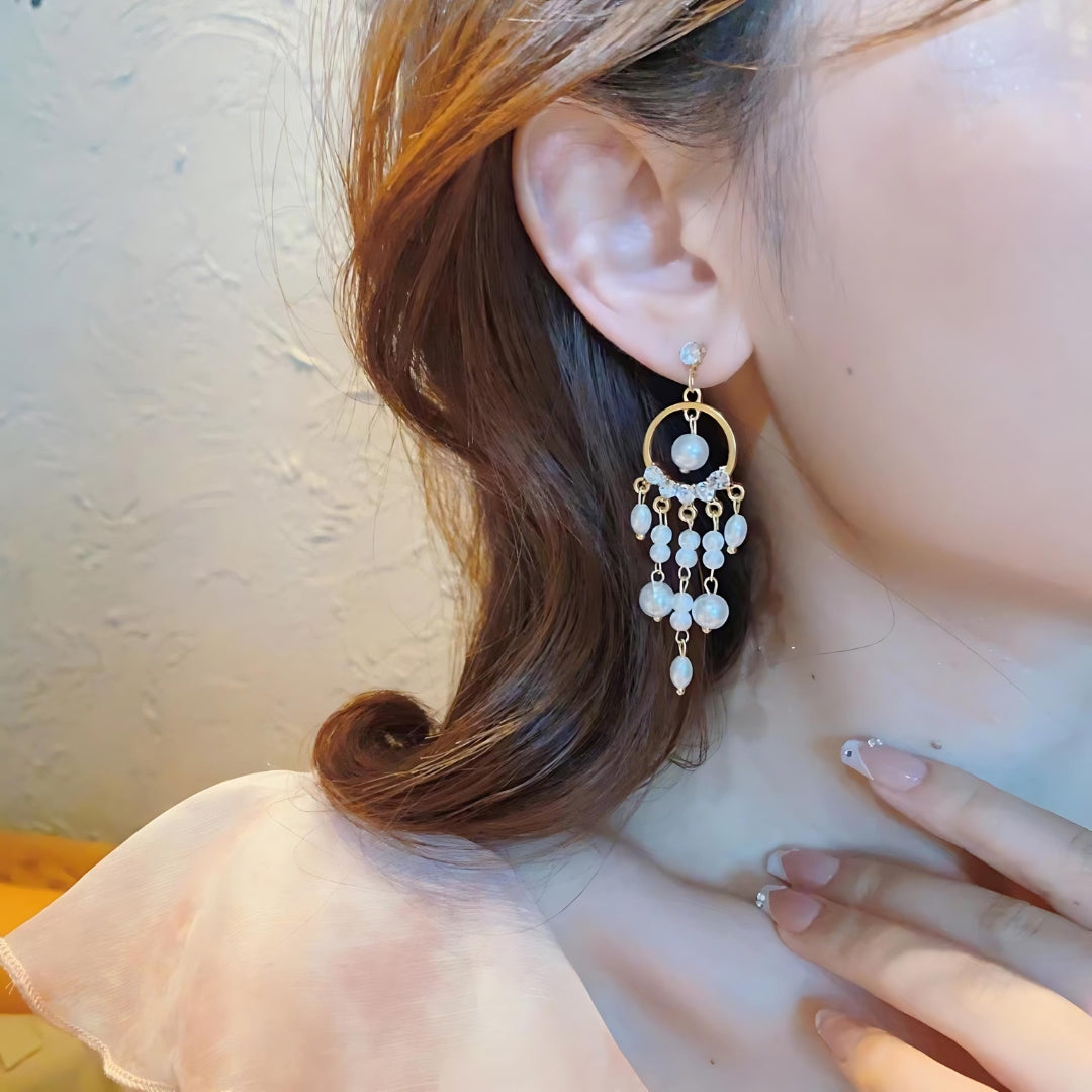 Baroque Freshwater Pearl Chandelier Earrings for Women - Elegant Dangle Earrings for Wedding, Party & Special Occasions | HE9269