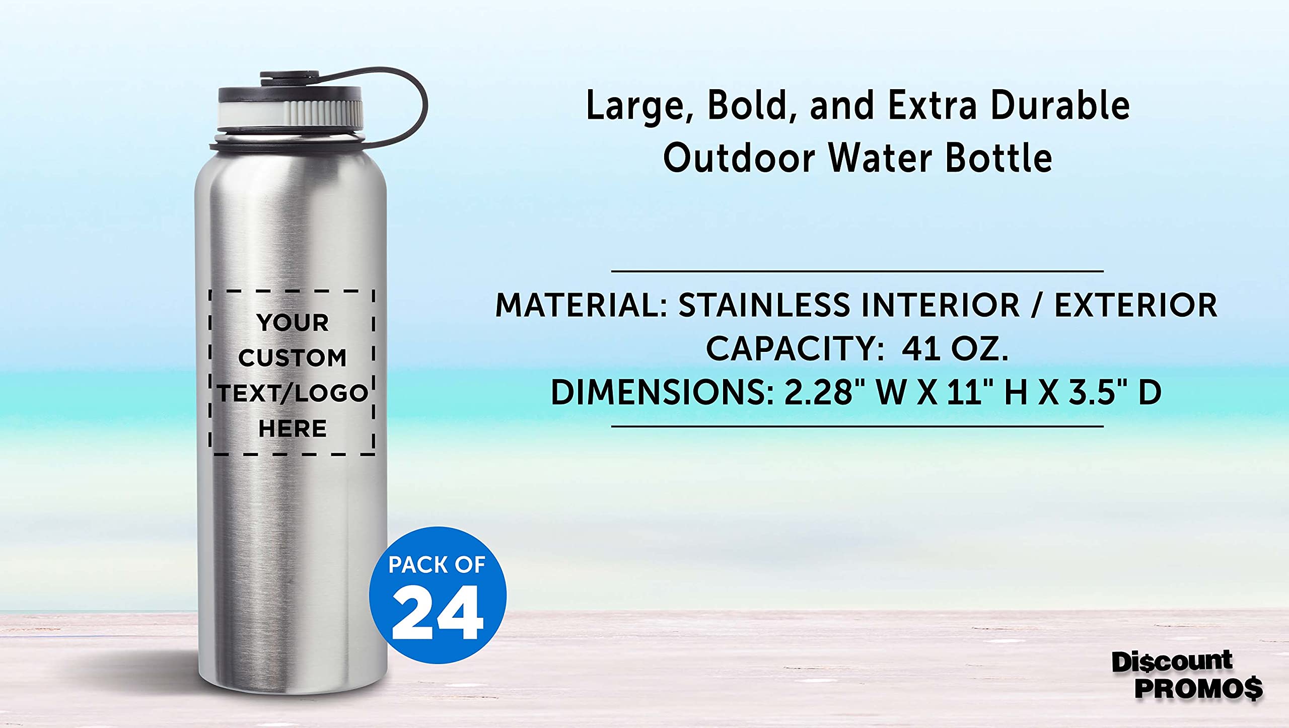 24oz Stainless Steel Vacuum Insulated Water Bottle Set - Double Wall, Leak Proof, Customizable with Text & Logo - Ideal for Gym, Hiking, Office & Outdoor Activities