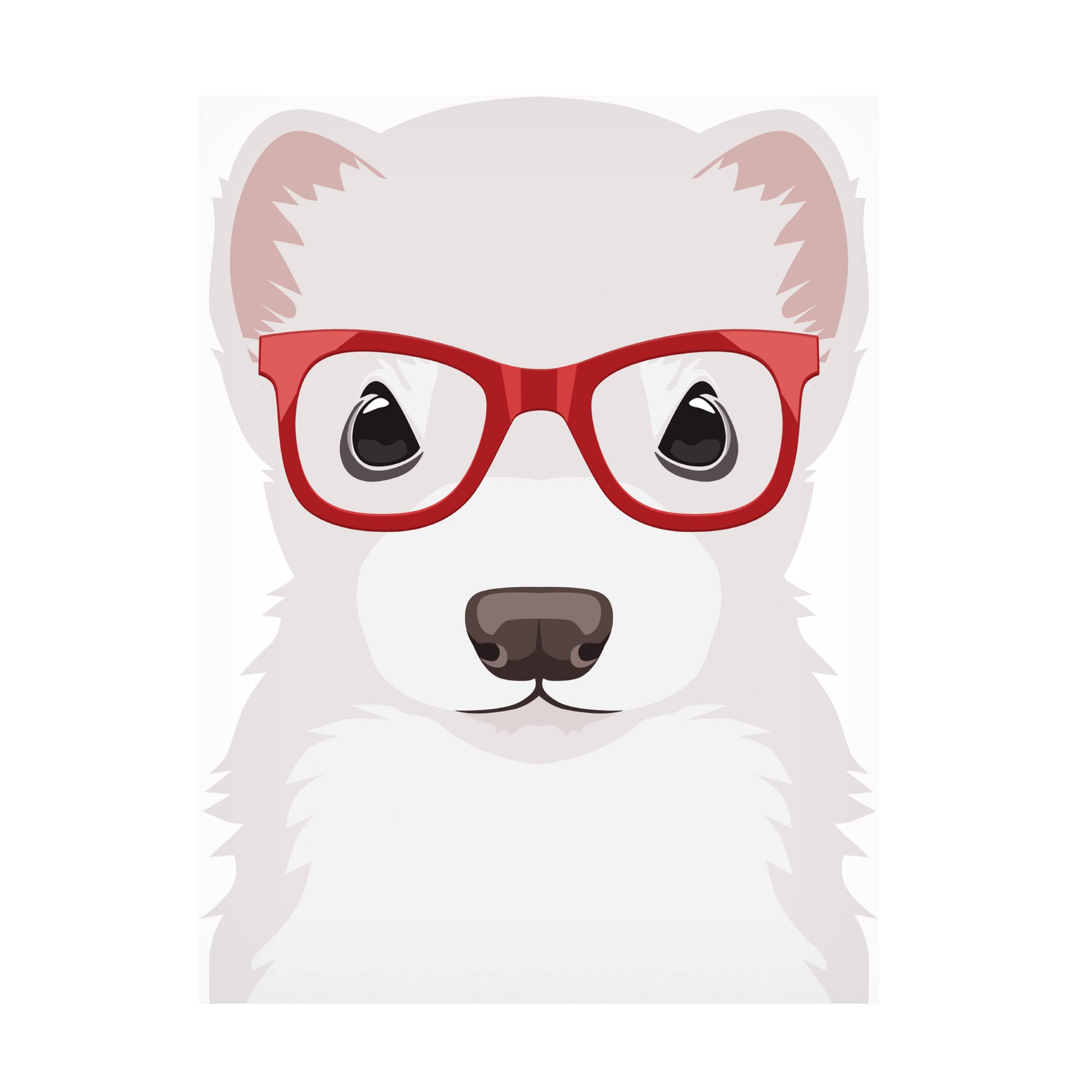 Ferret Wearing Hipster Glasses Canvas Wall Art - Modern Animal Decor for Living Room, Bedroom & Office - Premium Printed Home Decor by Trademark Fine Art