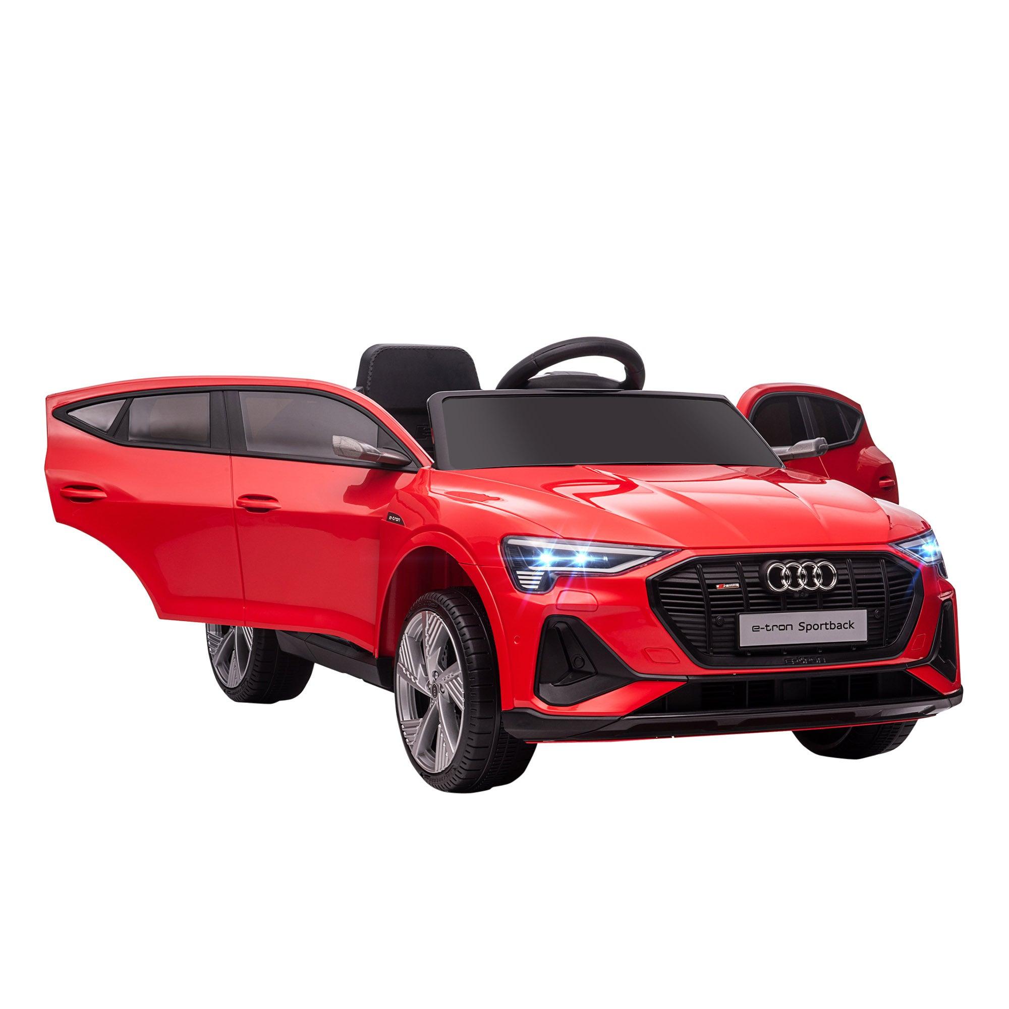 12V Kids Electric Ride-On Audi E-Tron Car - Battery Powered Toy with Parent Remote Control, Safety Belt, LED Lights, Music & Horn - Red - Perfect for Indoor & Outdoor Play, Birthday Gifts, and Family Fun