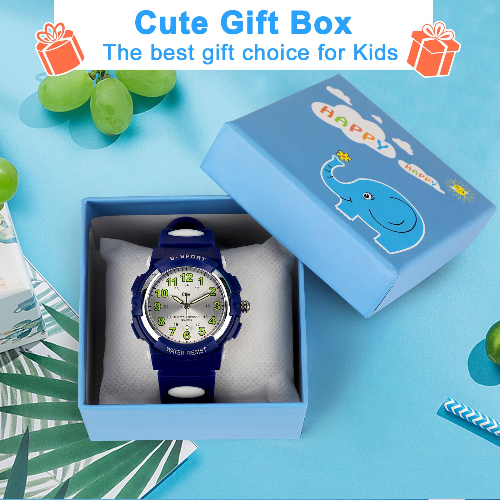 CKV Kids Analog Watch for Boys & Girls Ages 5-12 - Waterproof Sports Watch with Easy-to-Read Dial & Soft Comfort Band - Perfect for School, Outdoor Play & Learning to Tell Time