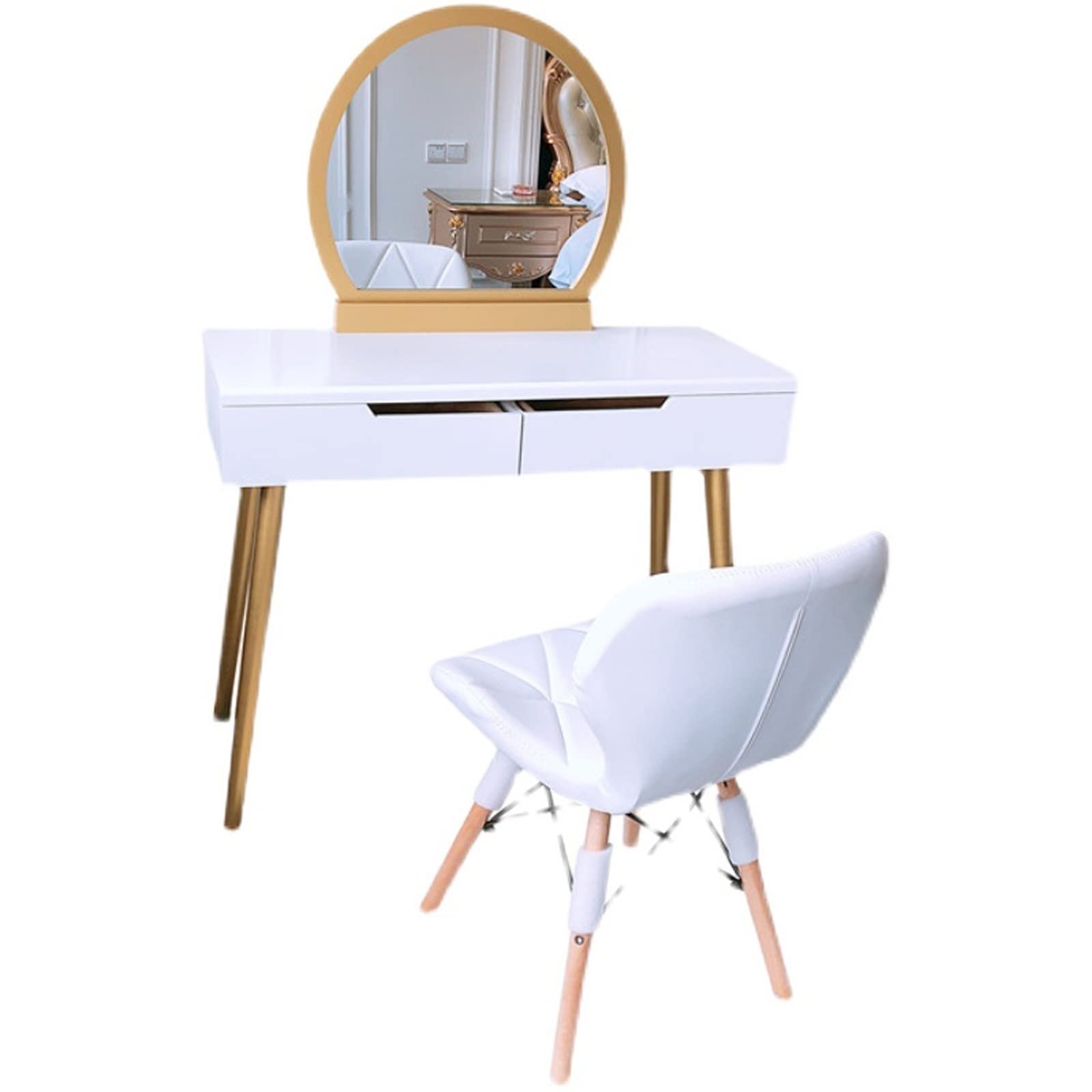 Modern Vanity Dressing Desk with Mirror & Drawers - Elegant Makeup Table for Bedroom, Small Space-Saving Dressing Table - Perfect for Cosmetics Organization & Beauty Routine (Color: A)