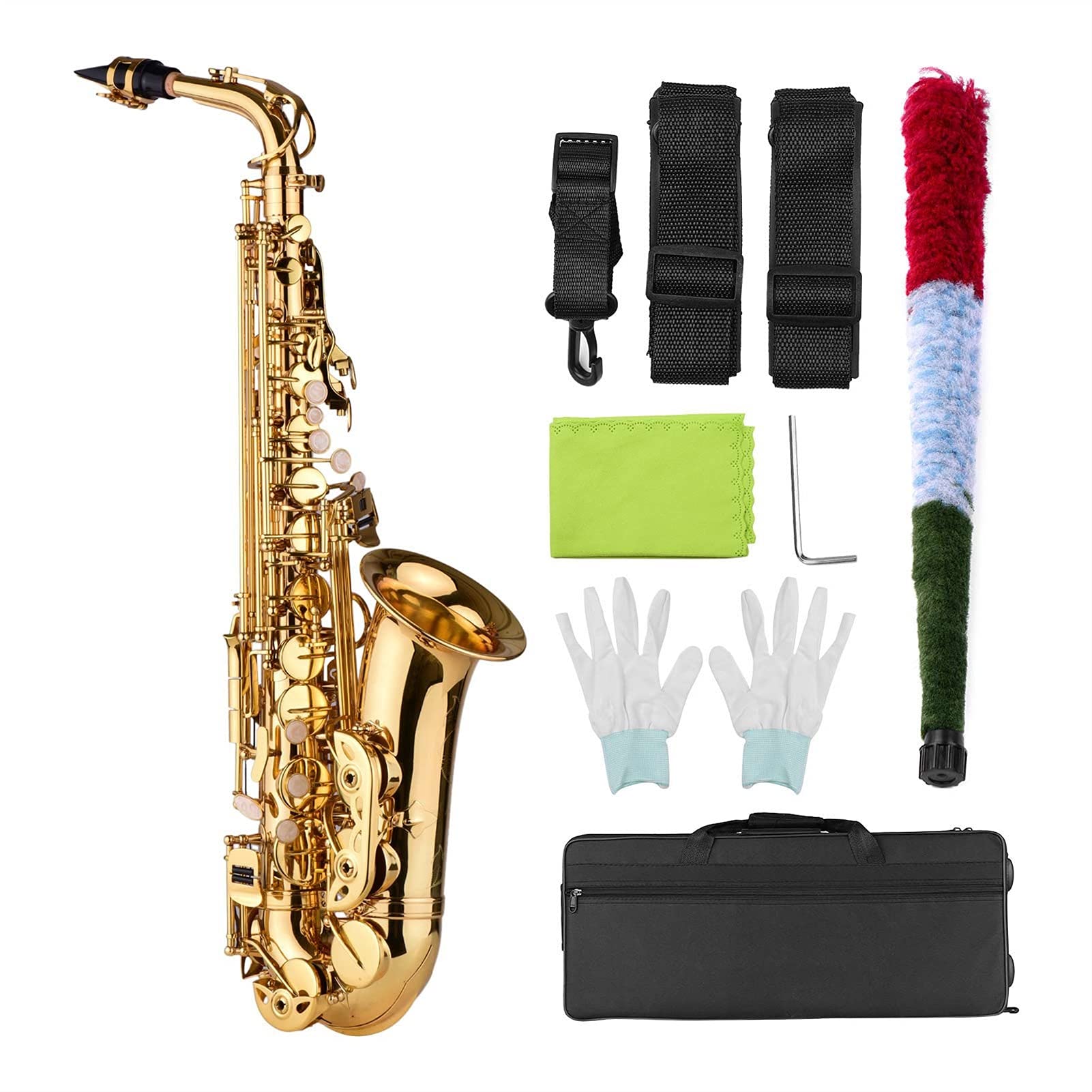 Brass Lacquered Alto Saxophone AS200 with Case & Accessories for Beginners & Students