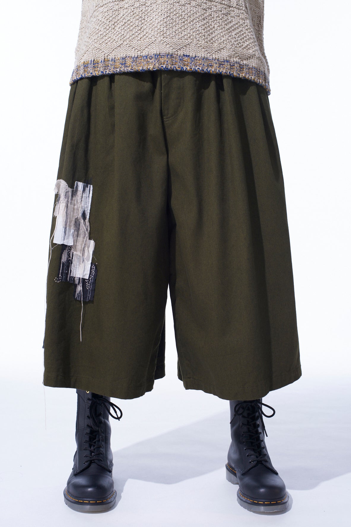 Stylish Cotton Drill Boro Applique Culotte Pants for Women - Comfortable & Trendy High-Waisted Wide Leg Trousers - Perfect for Casual Outings, Office Wear & Boho Fashion