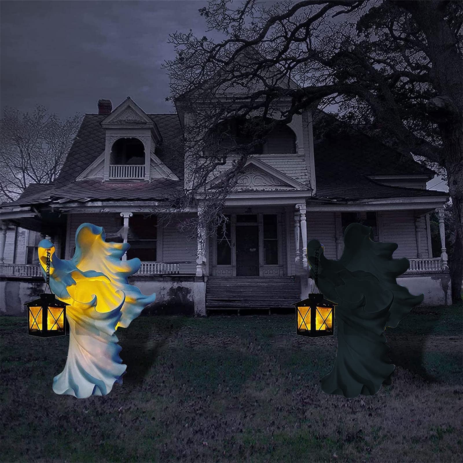 ZBLL Faceless Ghost Sculpture with Lantern - 7.8