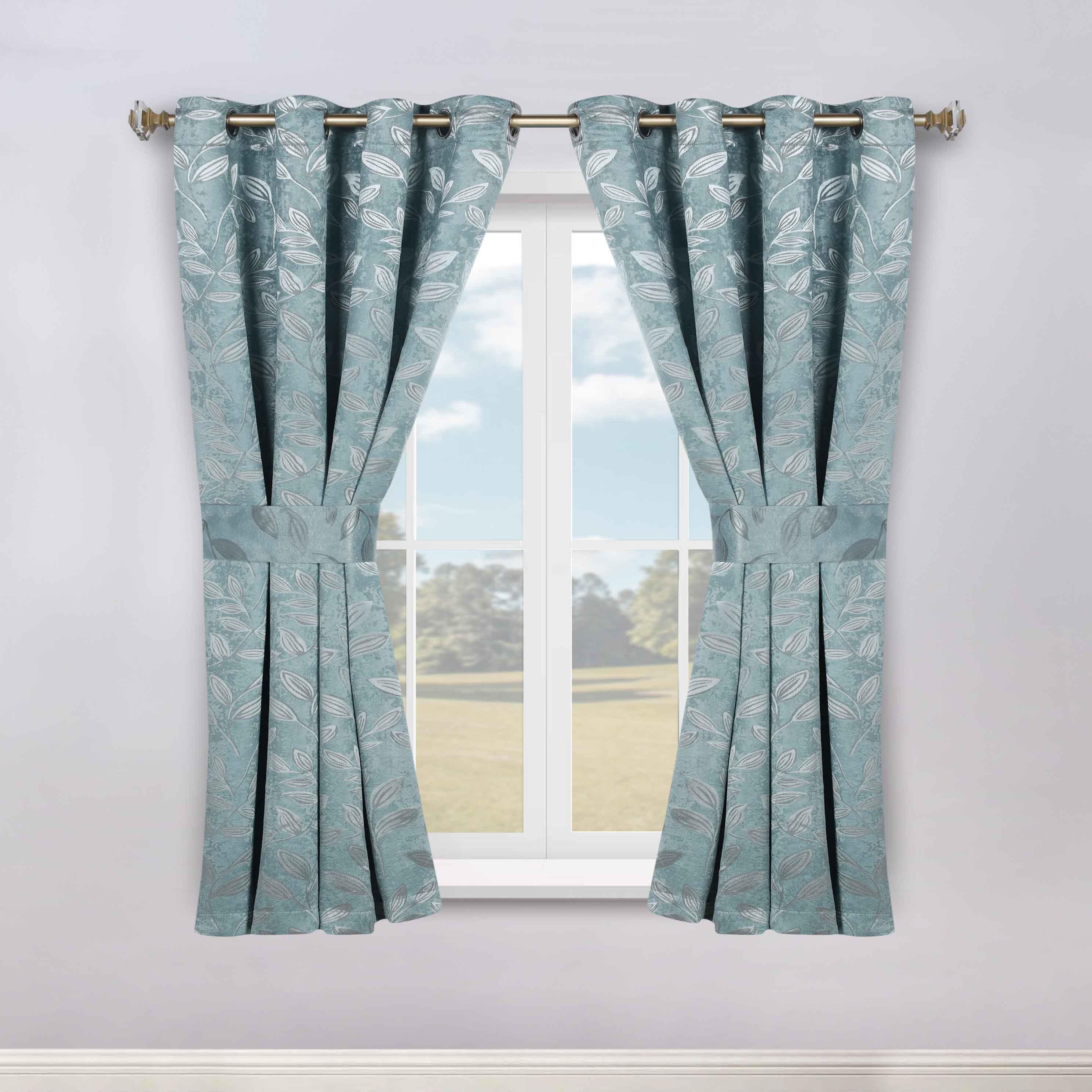Blackout Curtains for Bedroom - Set of 2 Panels, 100% Room Darkening Thermal Insulated Drapes with Leaves Pattern - Perfect for Nursery, Home Theater & Light Sleepers