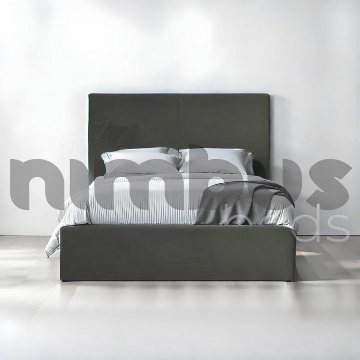 Modern Two Square Panel Bed Frame - Queen Size, Sturdy Wooden Platform Bed with Headboard & Footboard - Perfect for Bedrooms, Guest Rooms & Apartments