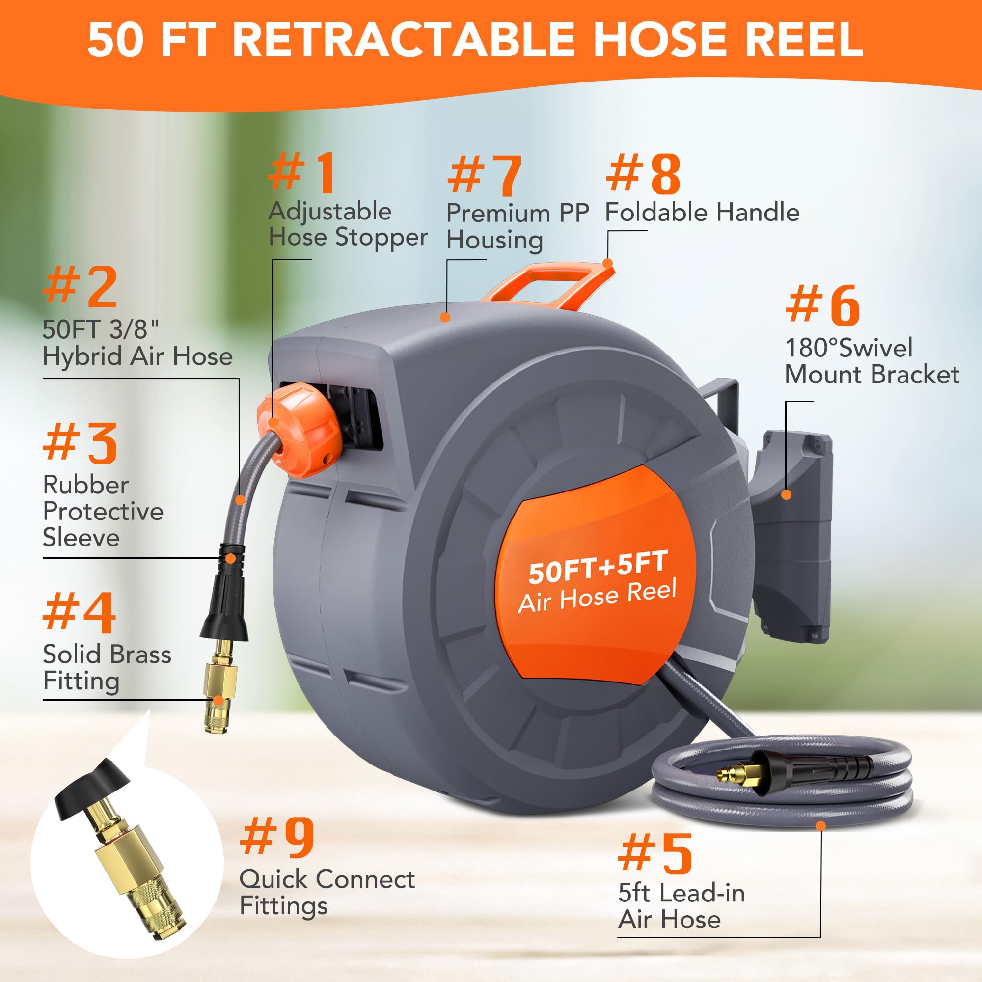 **Retractable Air Hose Reel - 3/8
